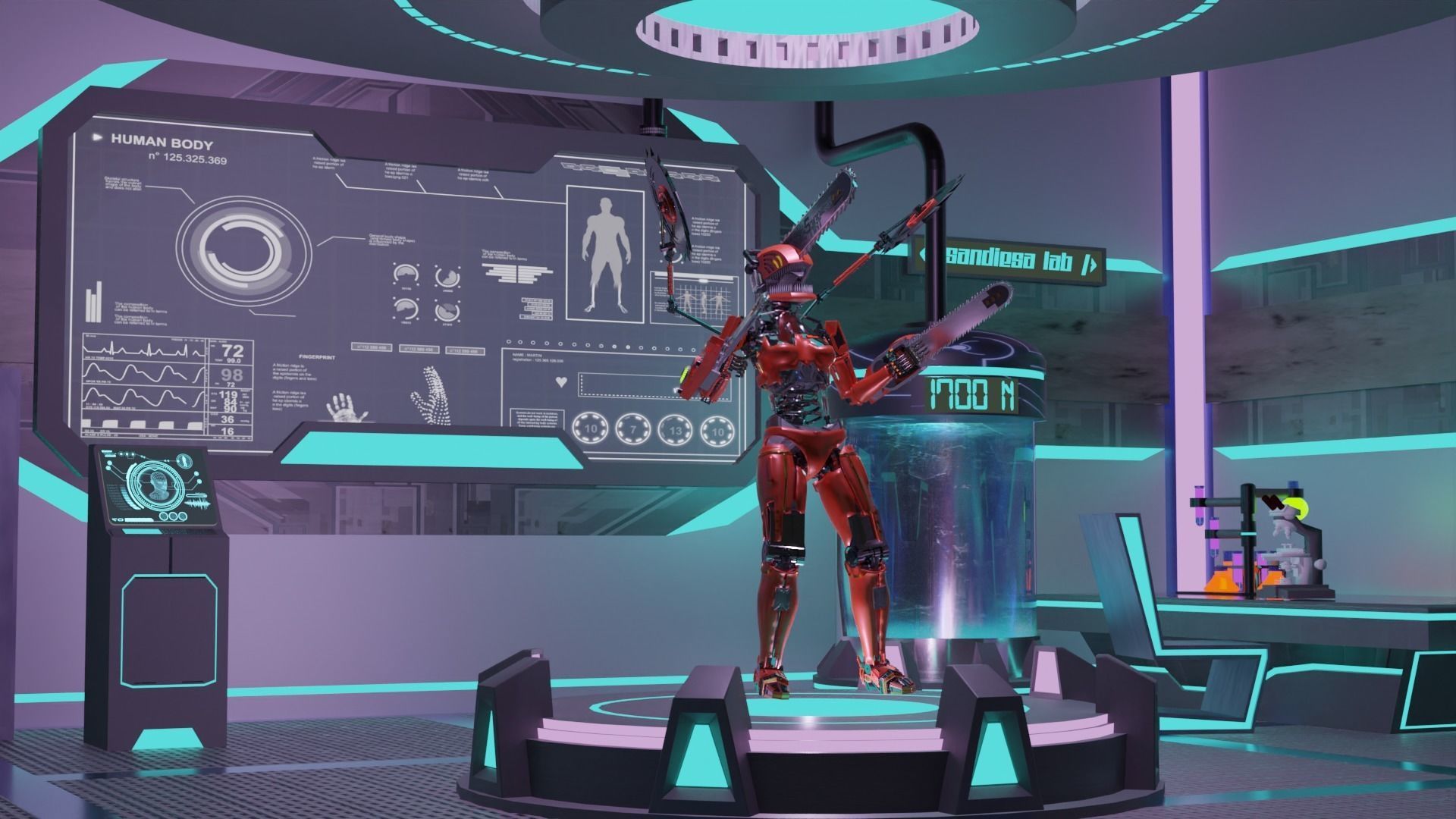 Mechanical Chainsaw Man Girl Version 1 Low-poly 3D model_2