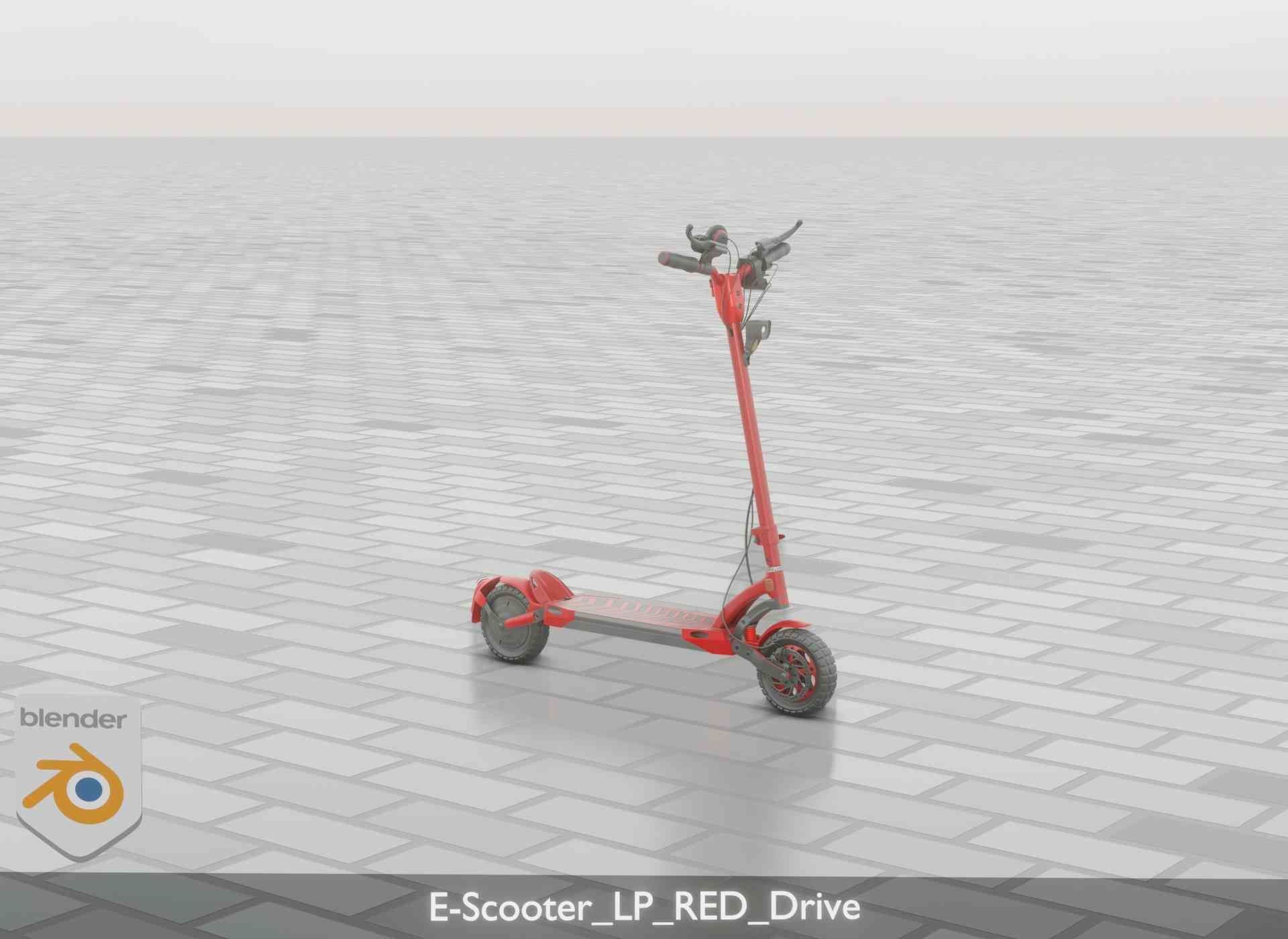 Offroad E-Scooter Red Low-poly 3D model_68