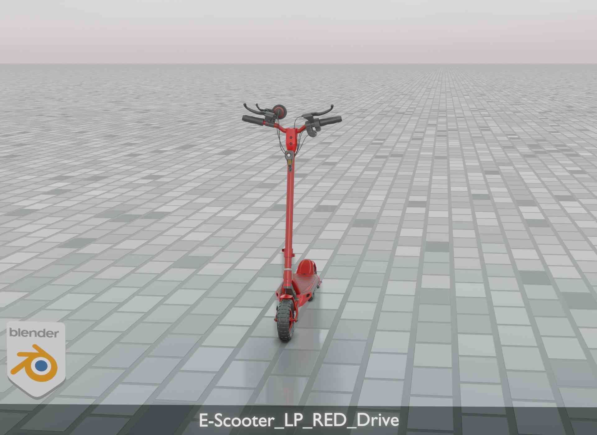 Offroad E-Scooter Red Low-poly 3D model_72