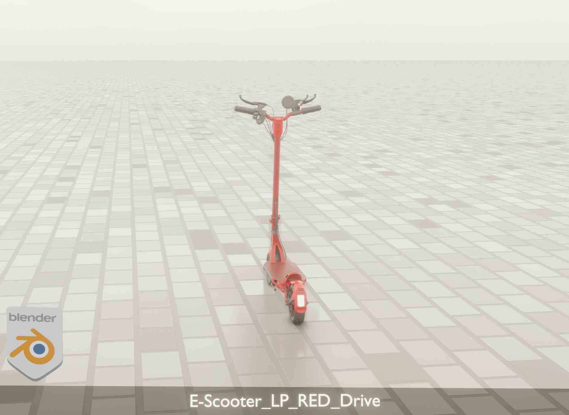 Offroad E-Scooter Red Low-poly 3D model_56
