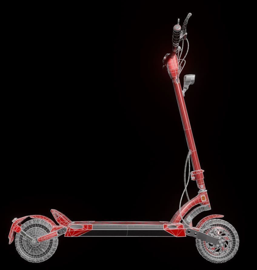 Offroad E-Scooter Red Low-poly 3D model_3