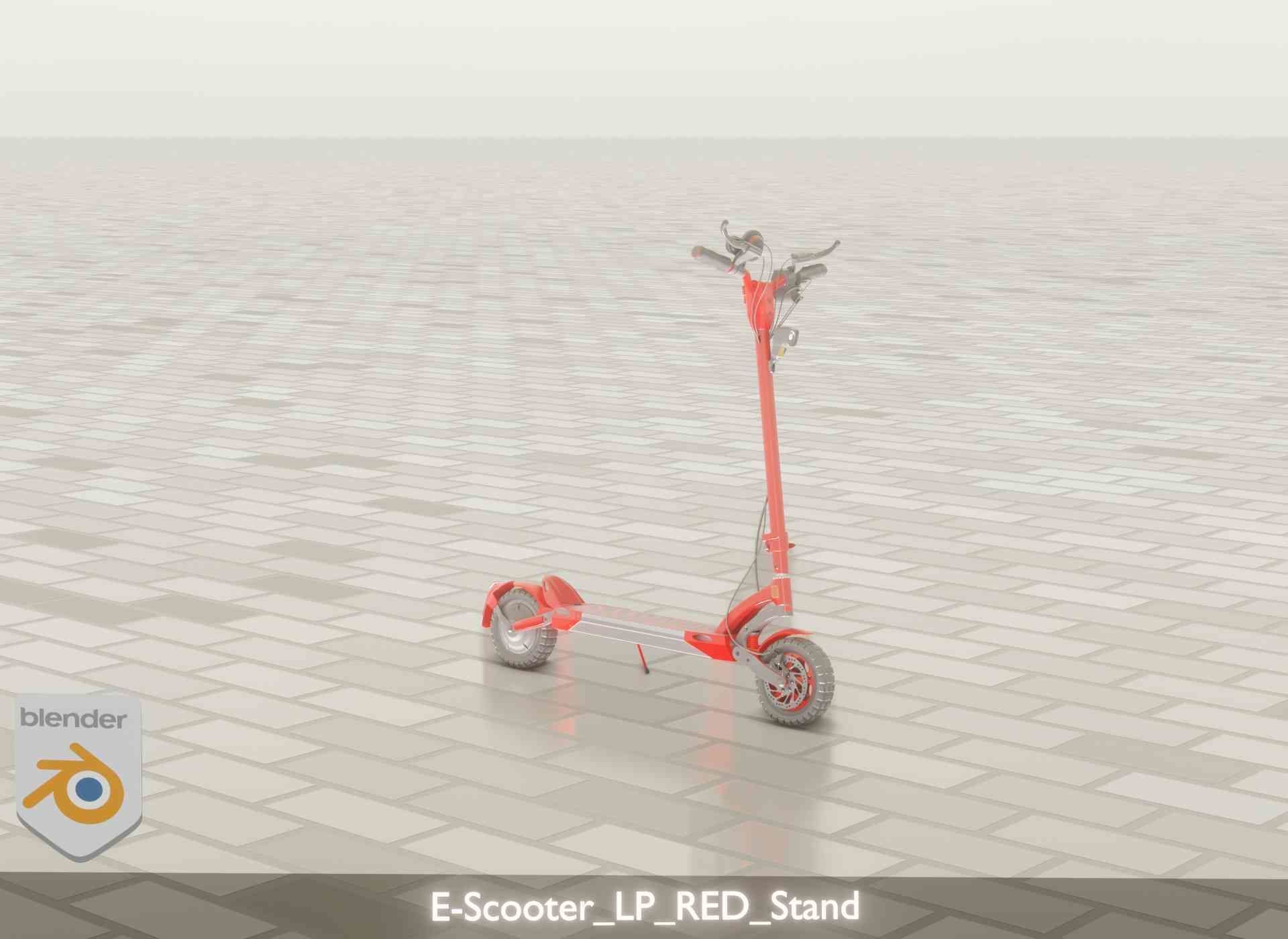 Offroad E-Scooter Red Low-poly 3D model_106