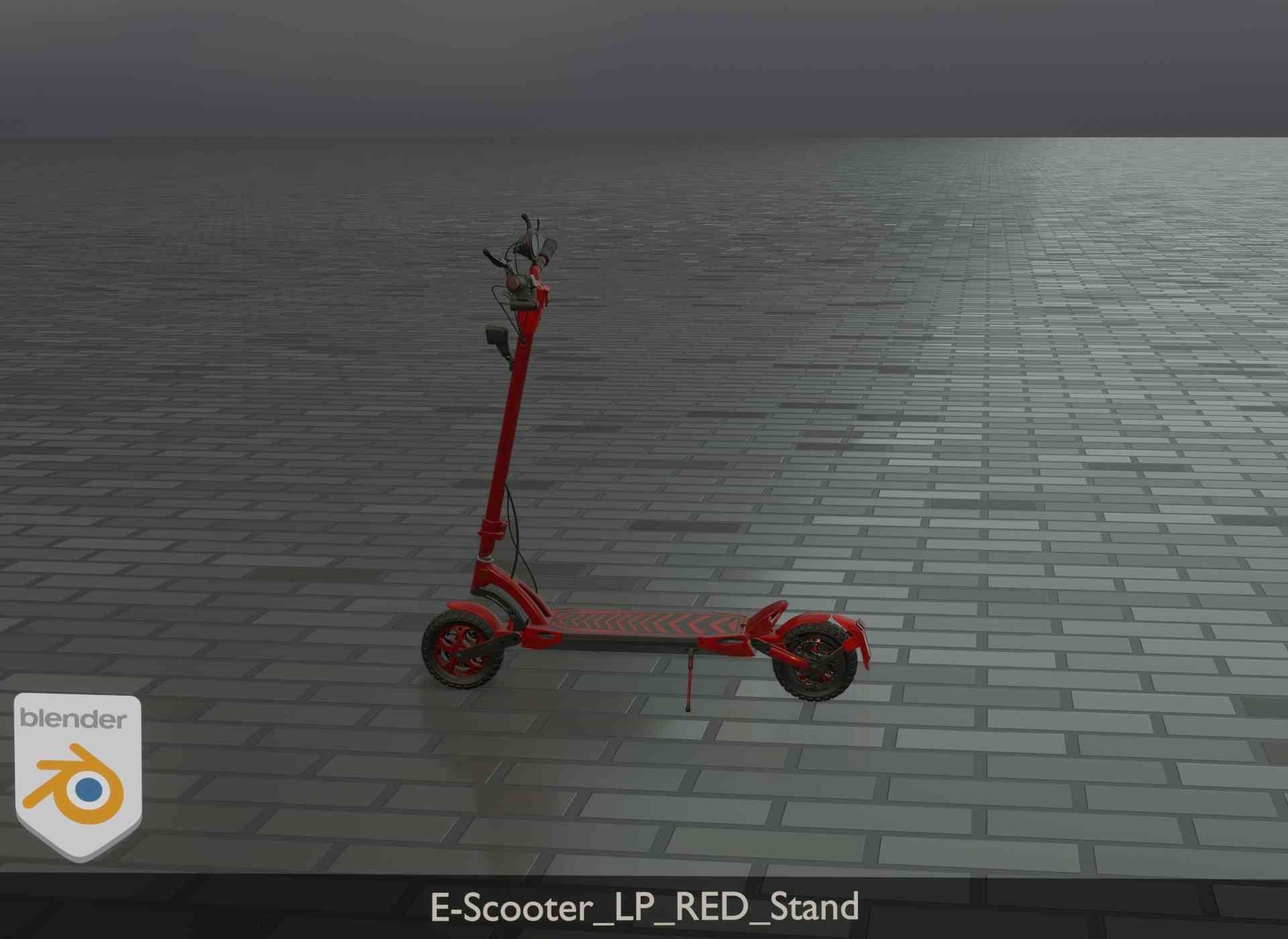 Offroad E-Scooter Red Low-poly 3D model_96