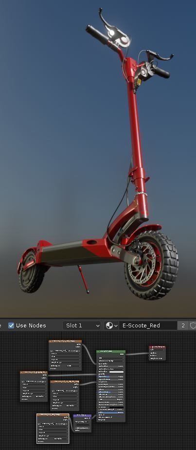 Offroad E-Scooter Red Low-poly 3D model_17