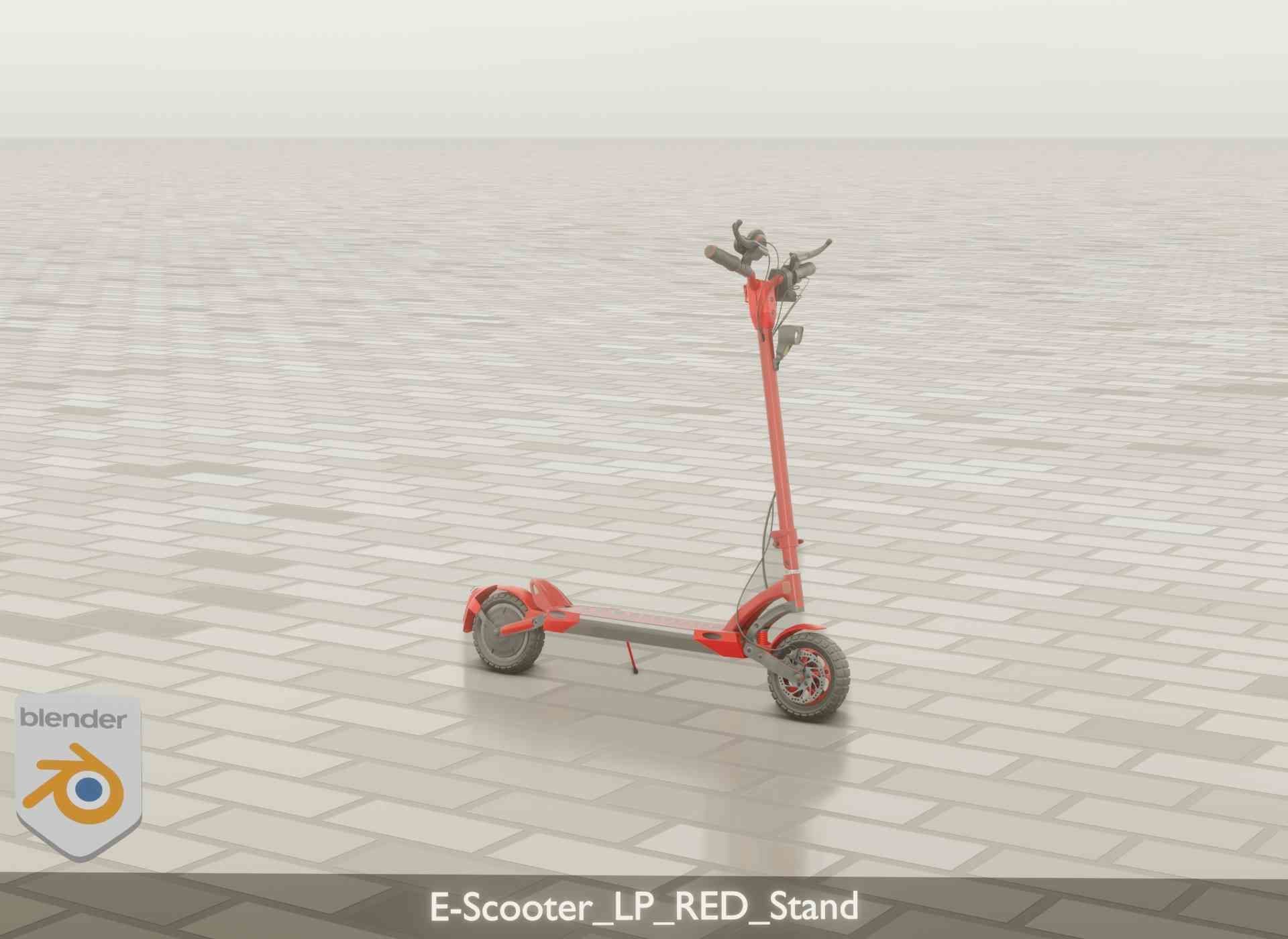 Offroad E-Scooter Red Low-poly 3D model_114