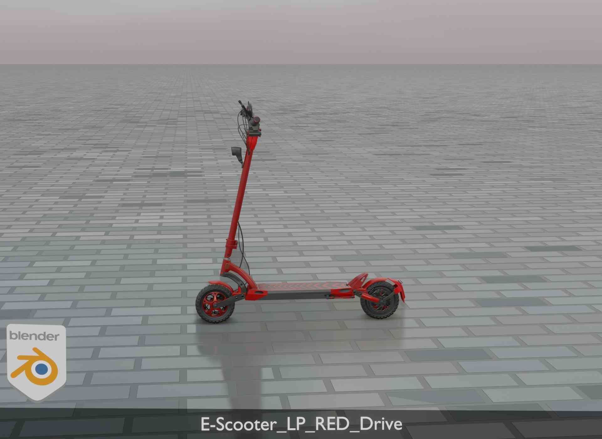 Offroad E-Scooter Red Low-poly 3D model_80