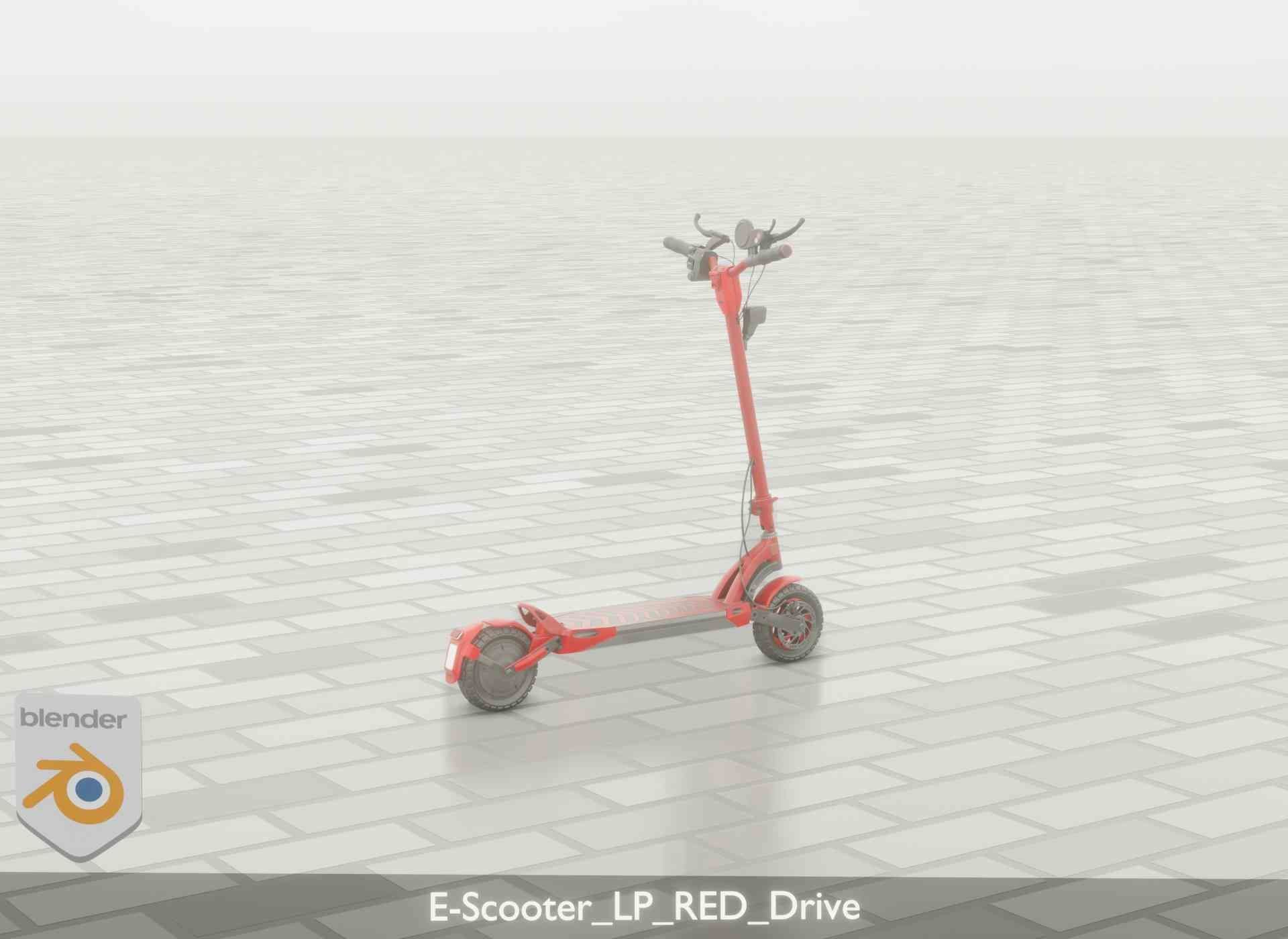 Offroad E-Scooter Red Low-poly 3D model_61