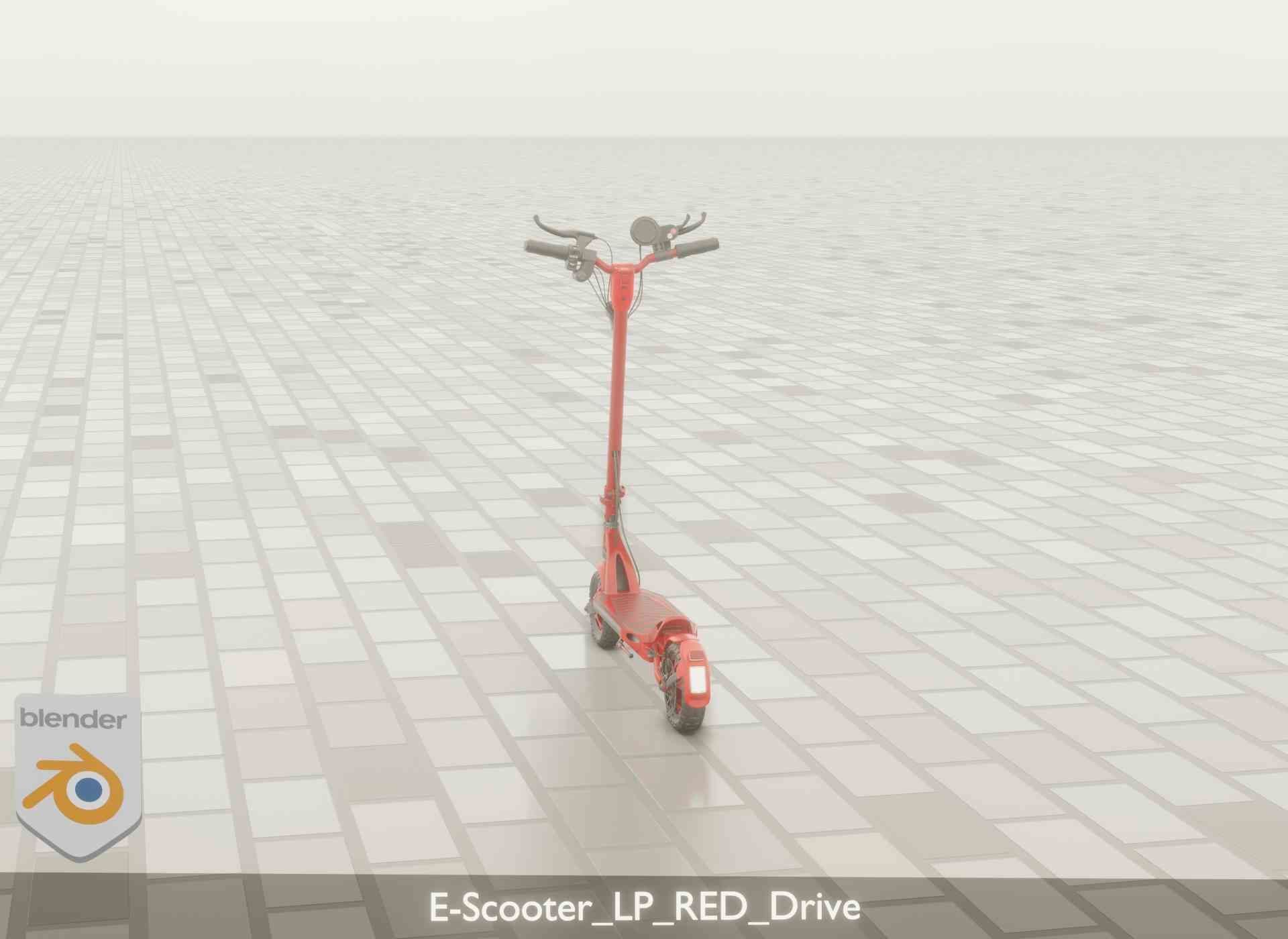 Offroad E-Scooter Red Low-poly 3D model_55