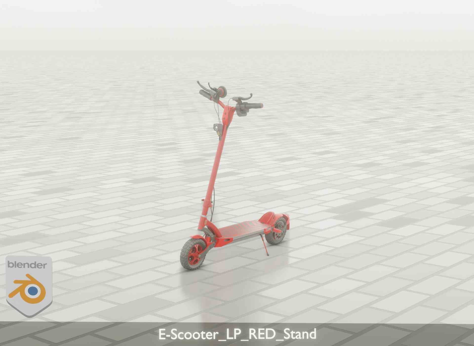 Offroad E-Scooter Red Low-poly 3D model_102