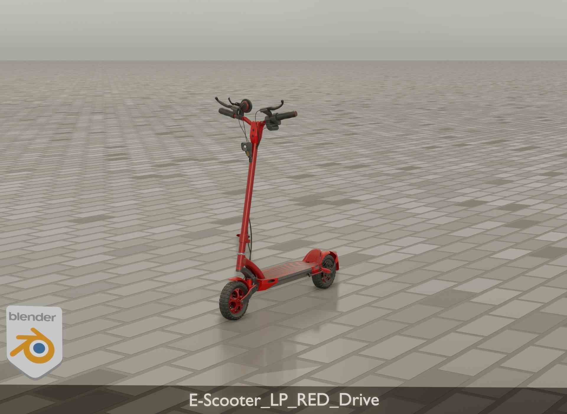 Offroad E-Scooter Red Low-poly 3D model_44