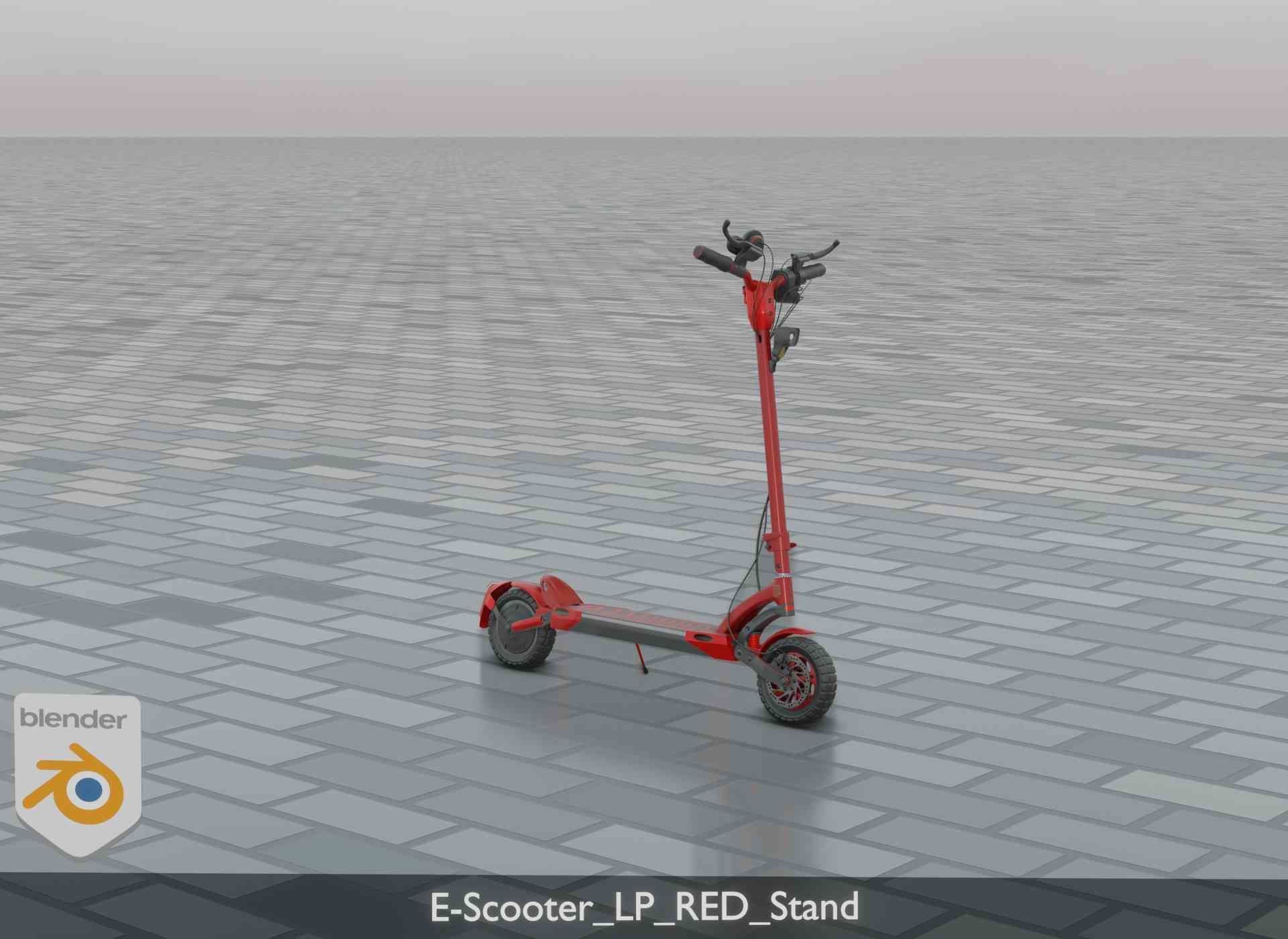Offroad E-Scooter Red Low-poly 3D model_84
