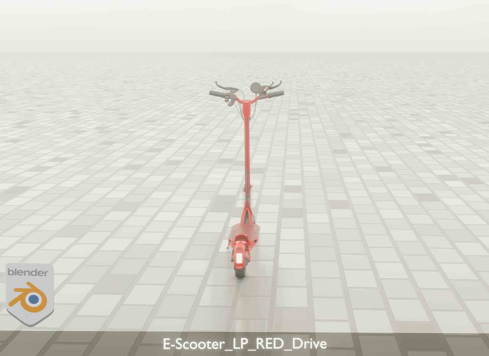 Offroad E-Scooter Red Low-poly 3D model_59