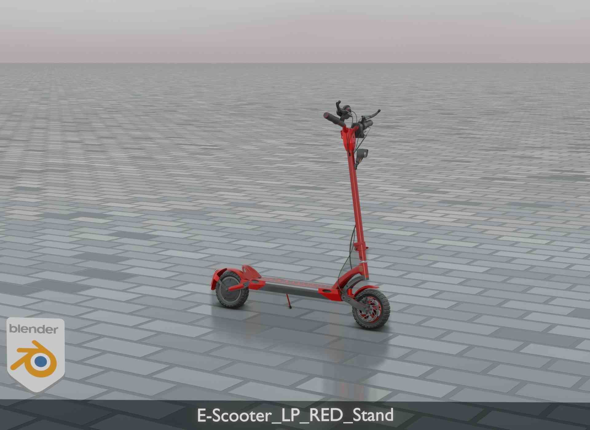 Offroad E-Scooter Red Low-poly 3D model_85