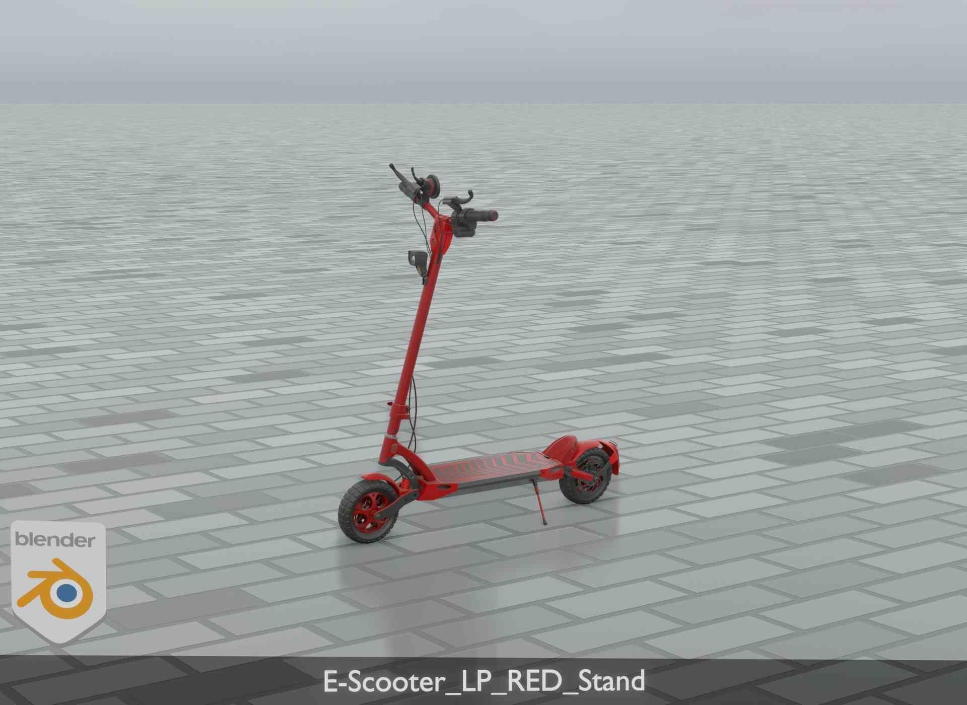 Offroad E-Scooter Red Low-poly 3D model_115