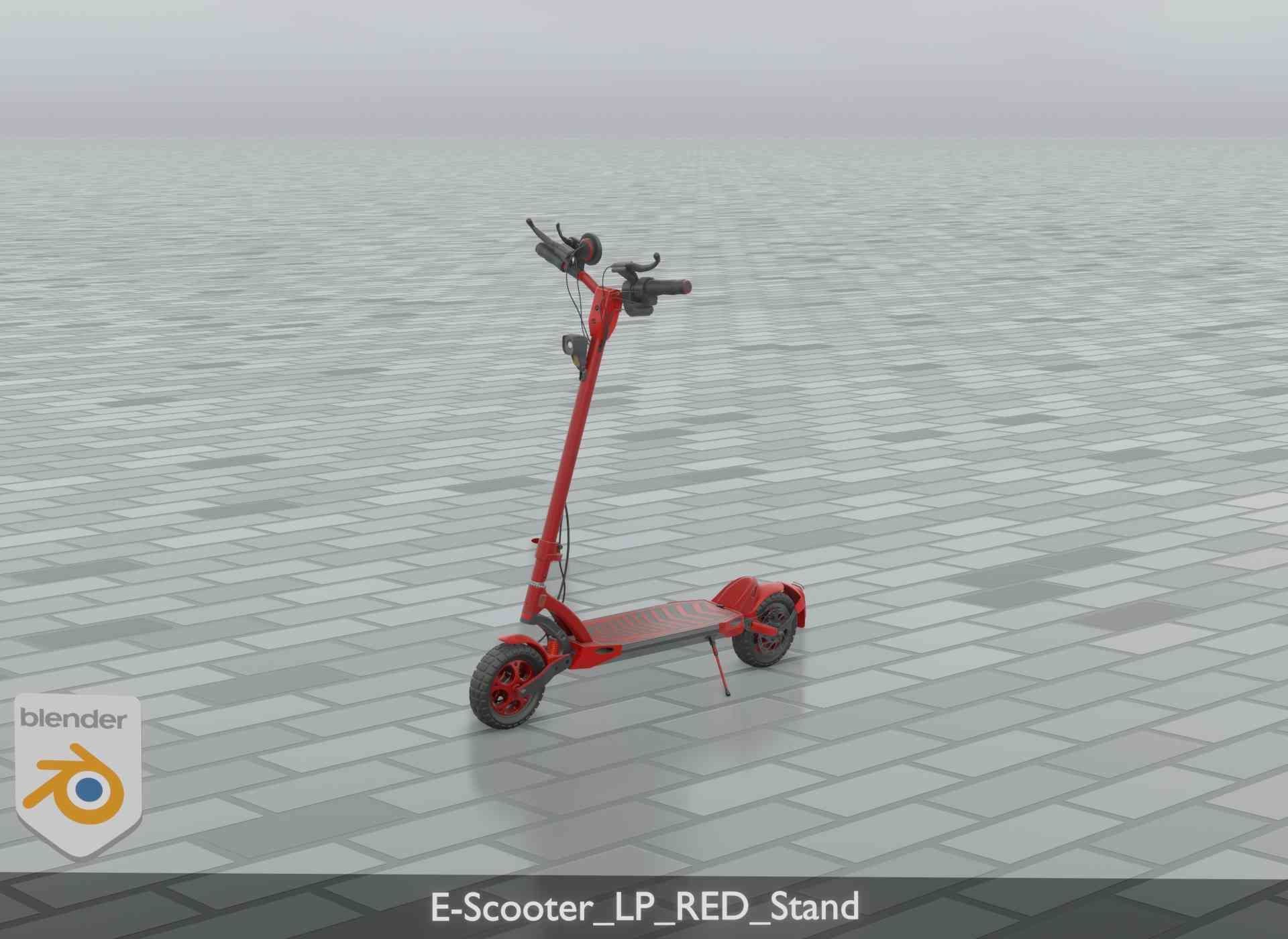 Offroad E-Scooter Red Low-poly 3D model_104