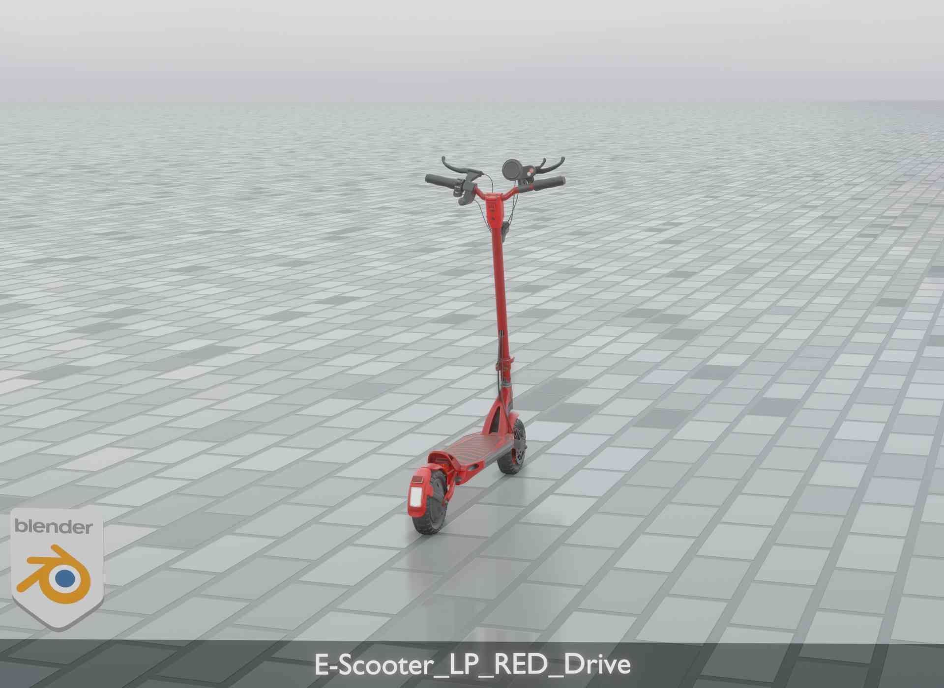 Offroad E-Scooter Red Low-poly 3D model_28