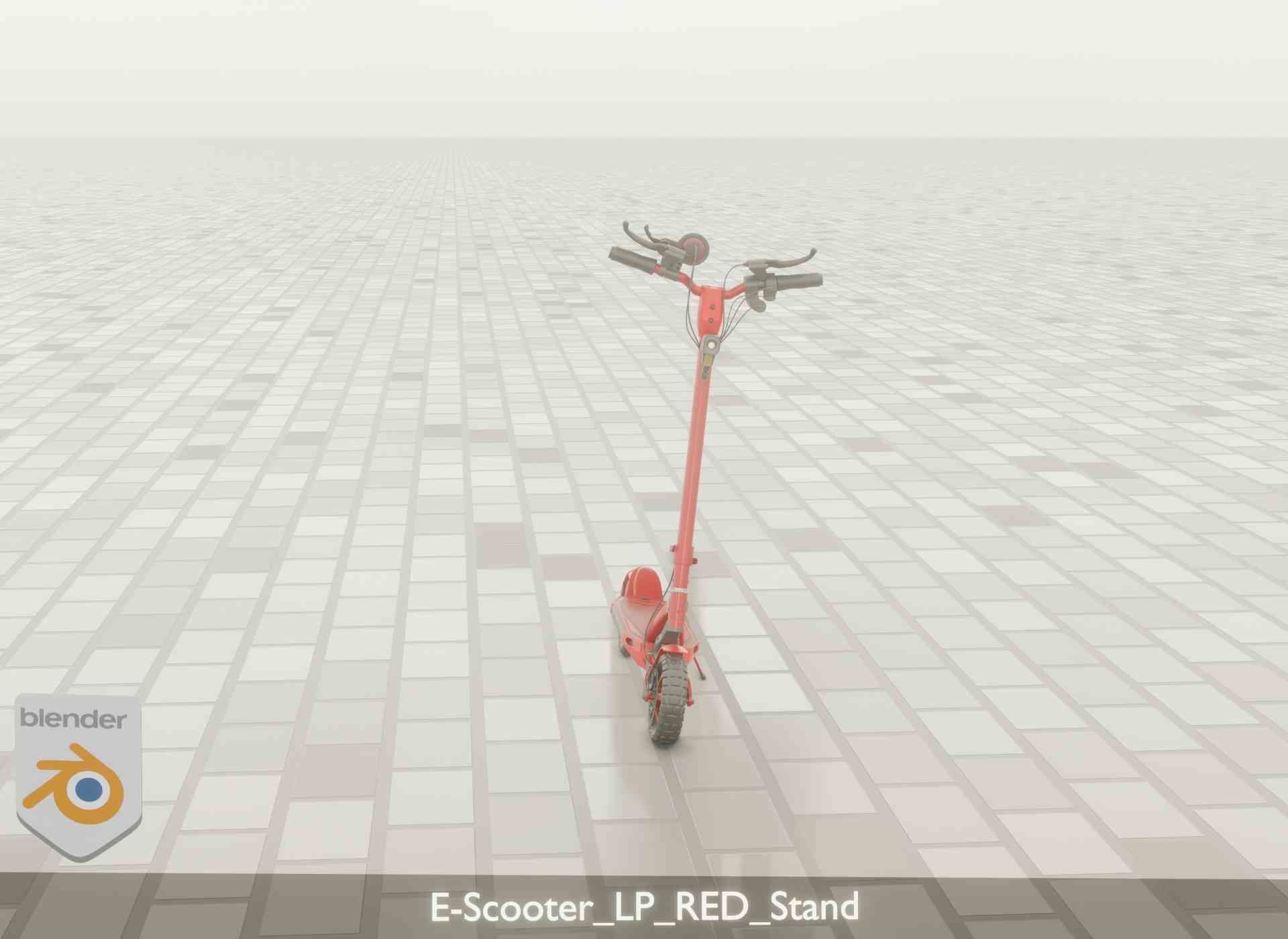 Offroad E-Scooter Red Low-poly 3D model_109
