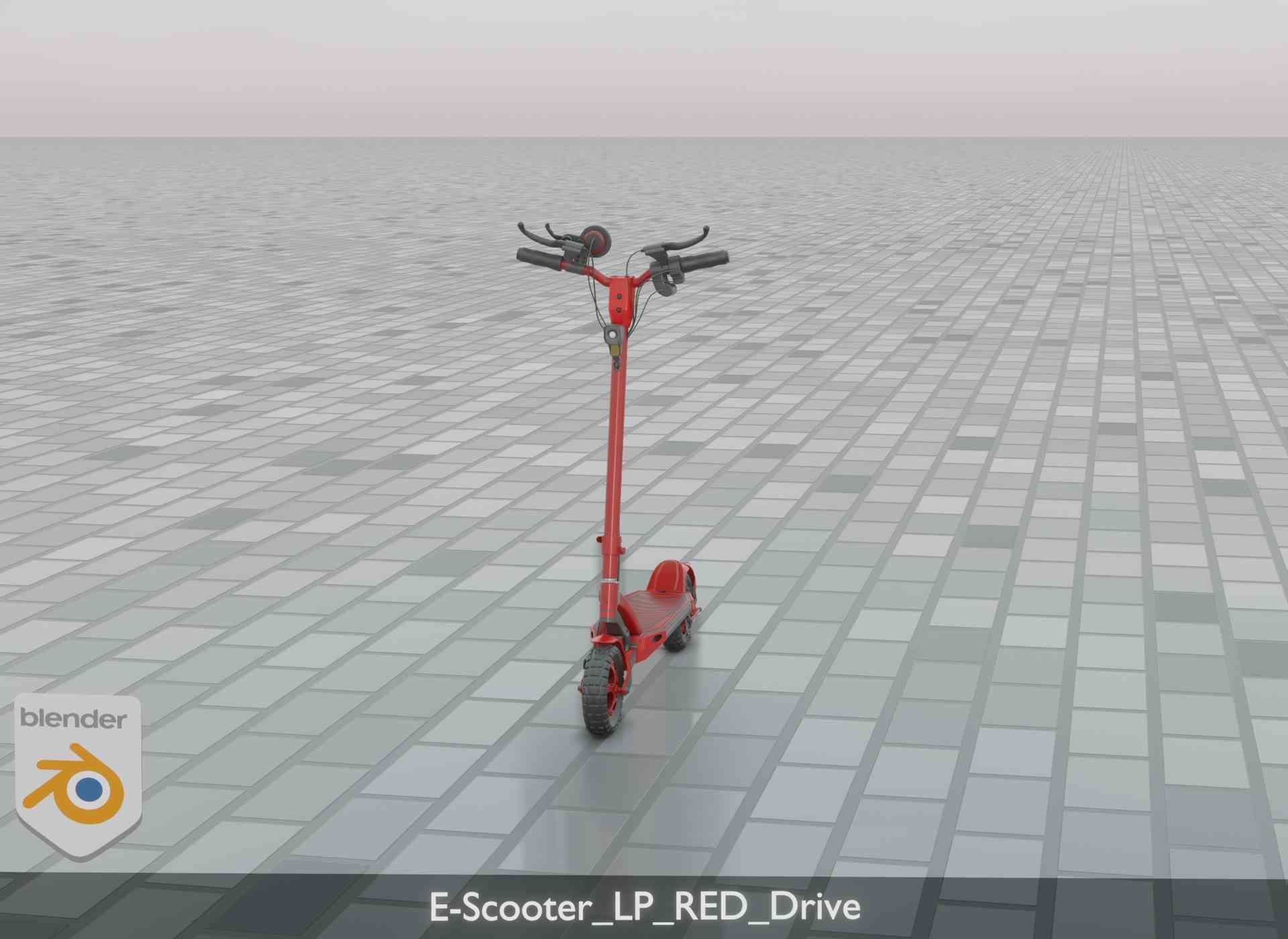 Offroad E-Scooter Red Low-poly 3D model_73