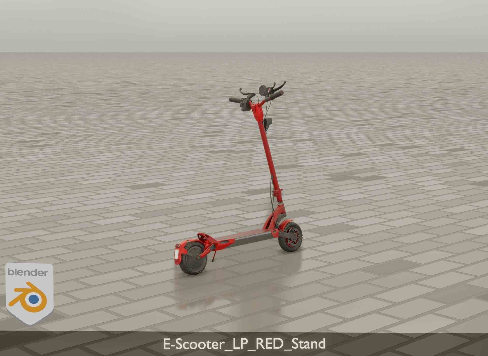 Offroad E-Scooter Red Low-poly 3D model_110