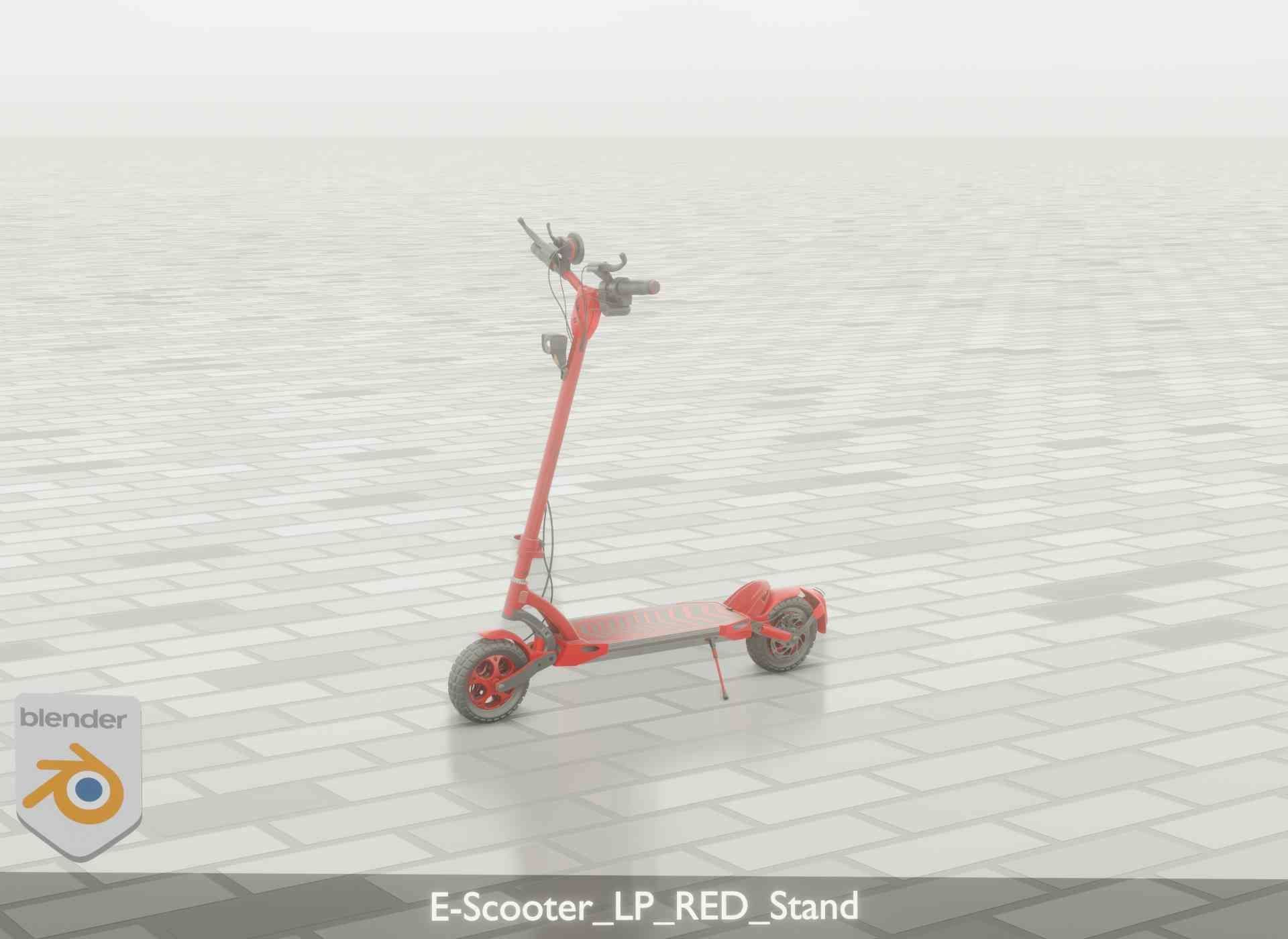 Offroad E-Scooter Red Low-poly 3D model_112