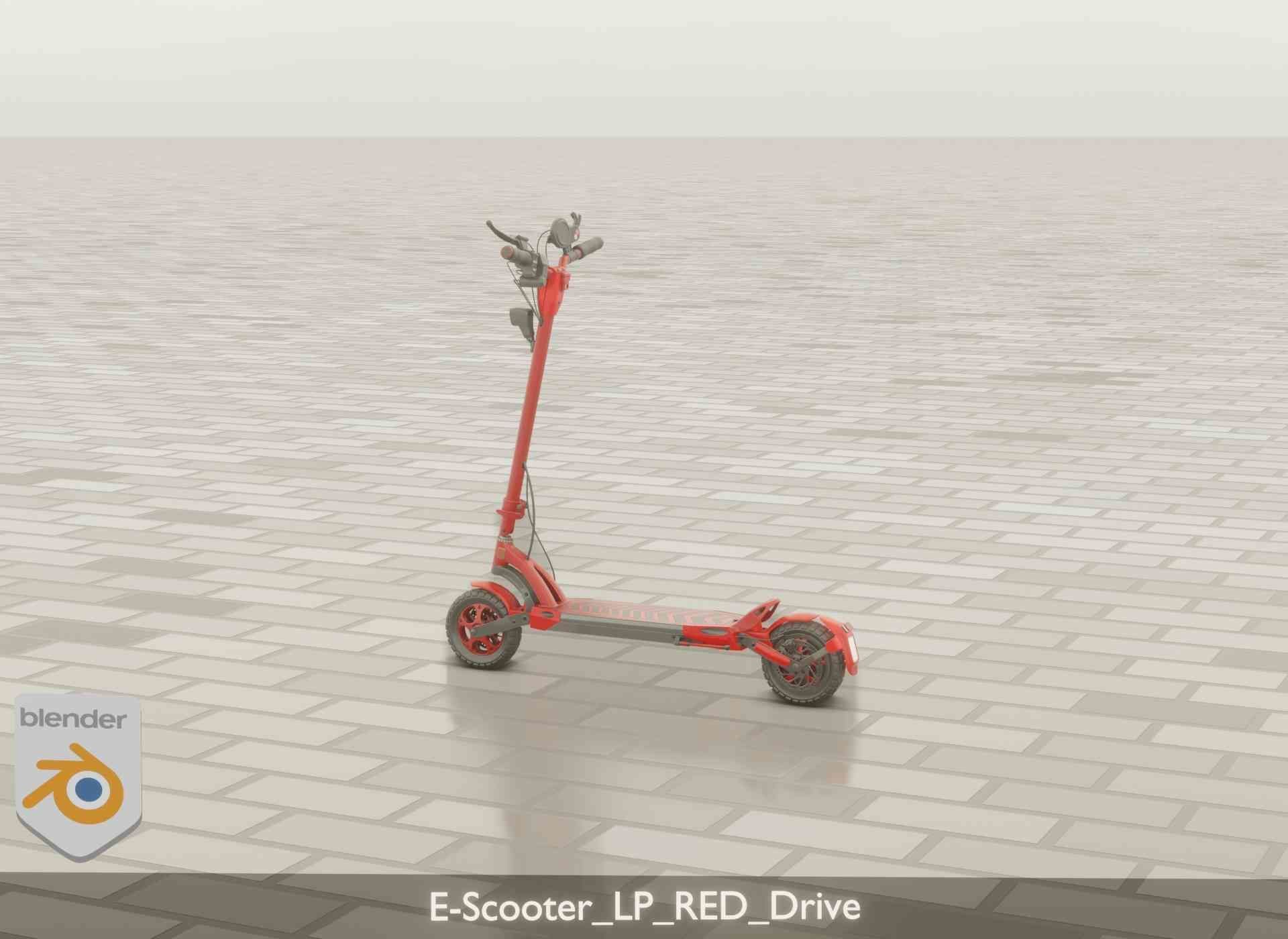 Offroad E-Scooter Red Low-poly 3D model_53