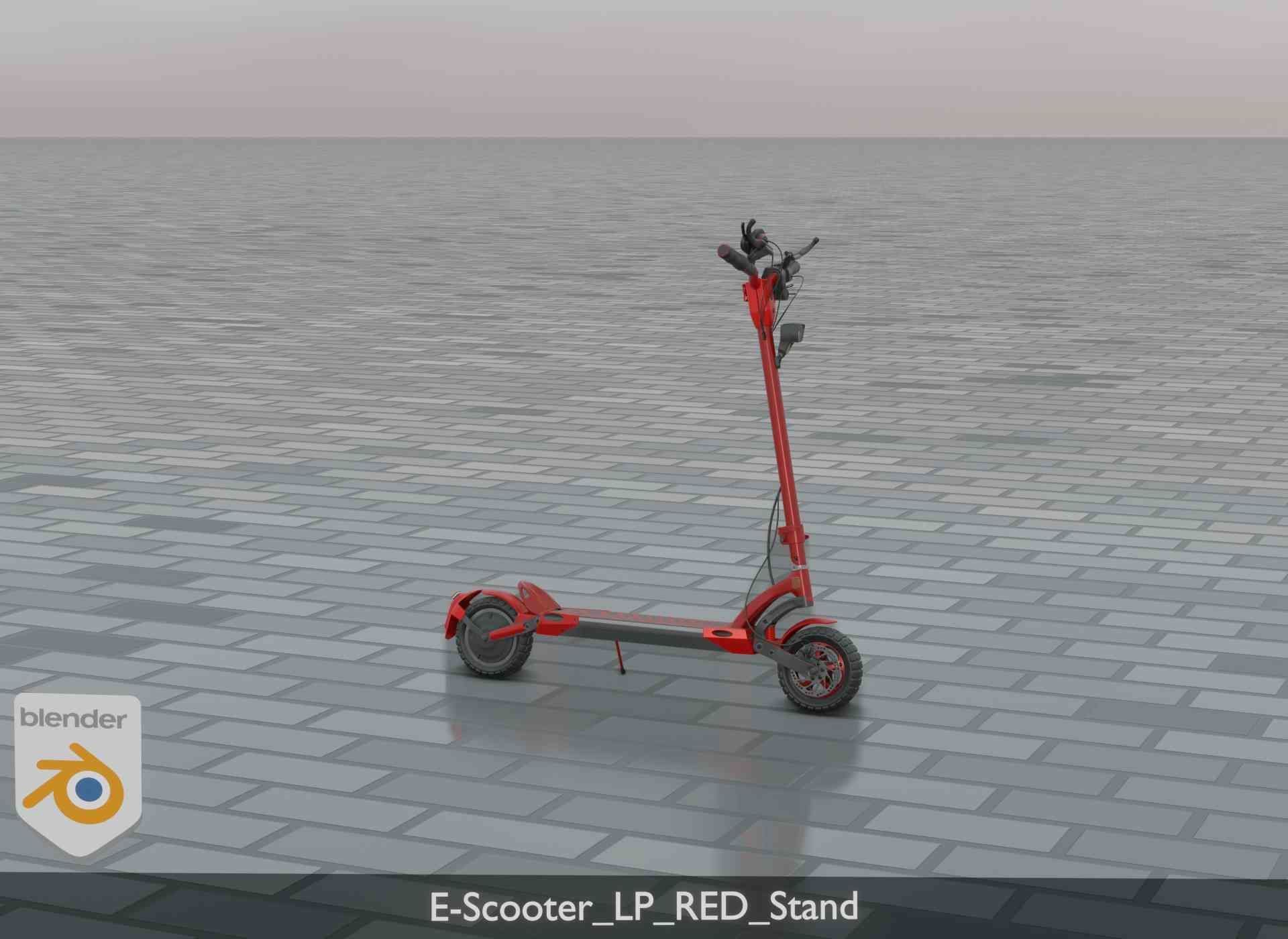 Offroad E-Scooter Red Low-poly 3D model_92