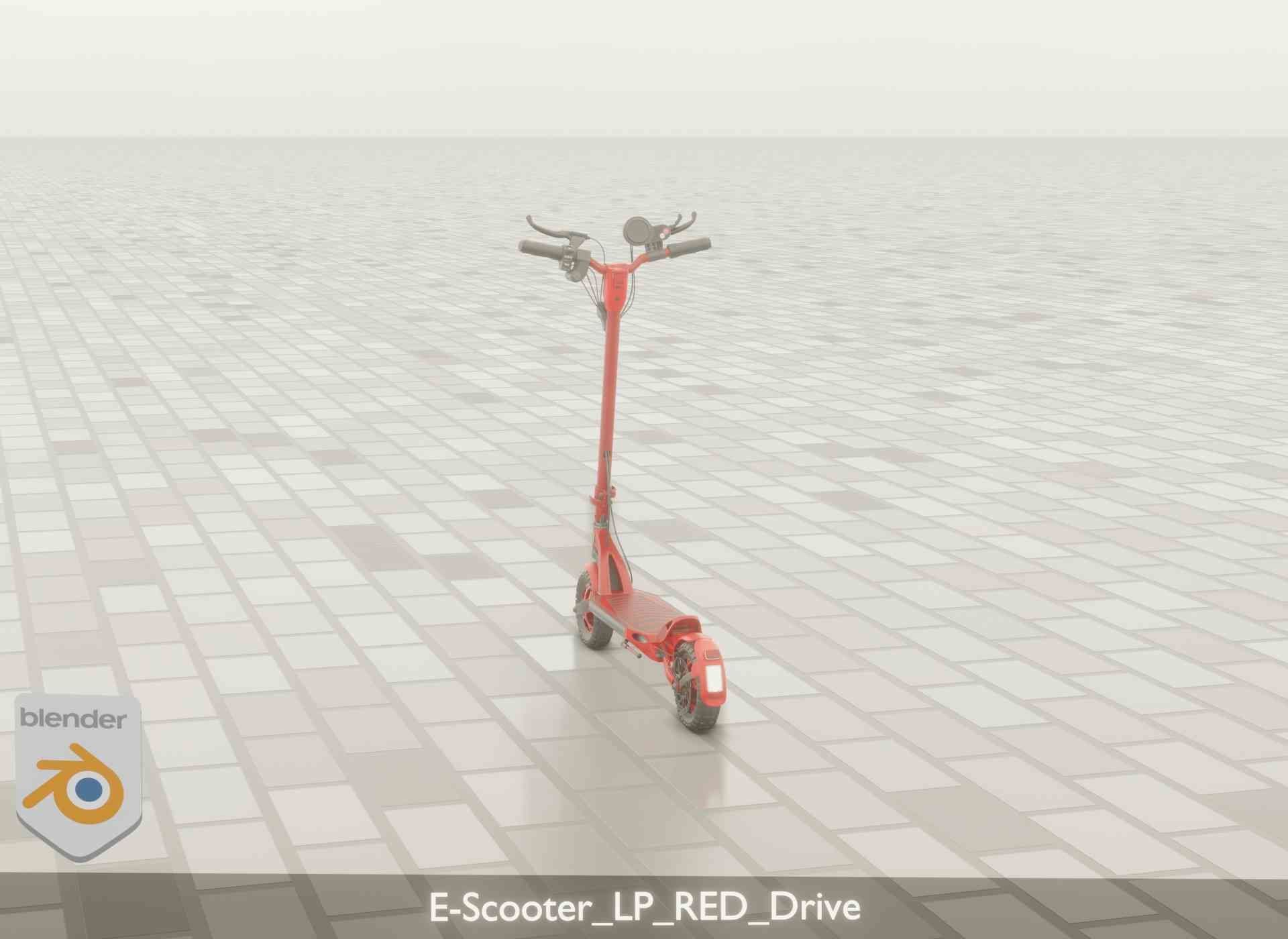 Offroad E-Scooter Red Low-poly 3D model_54