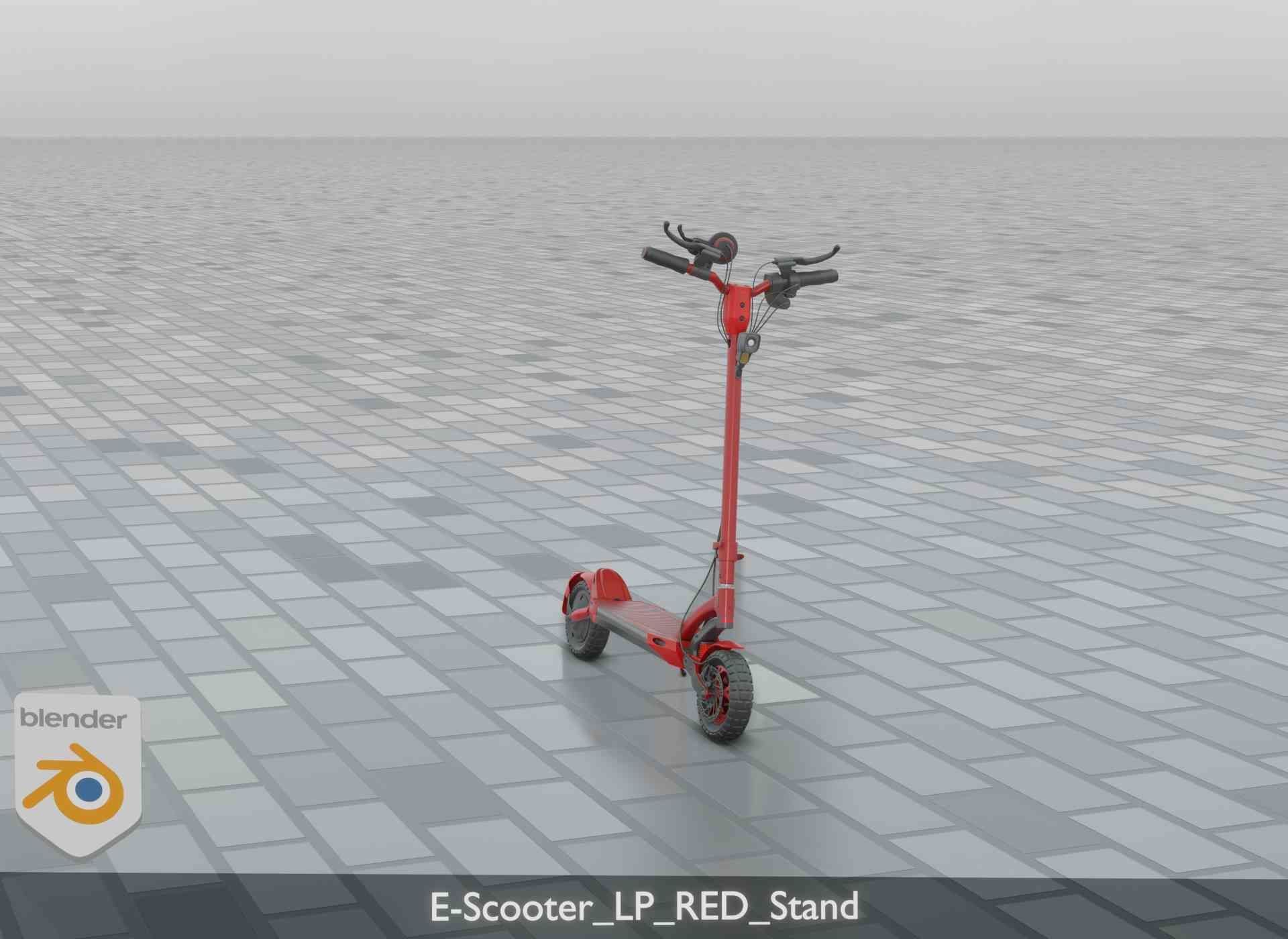 Offroad E-Scooter Red Low-poly 3D model_86