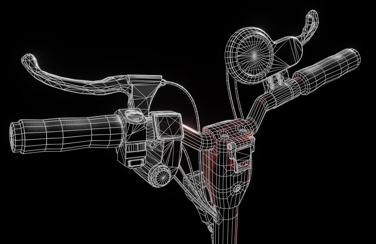 Offroad E-Scooter Red Low-poly 3D model_7