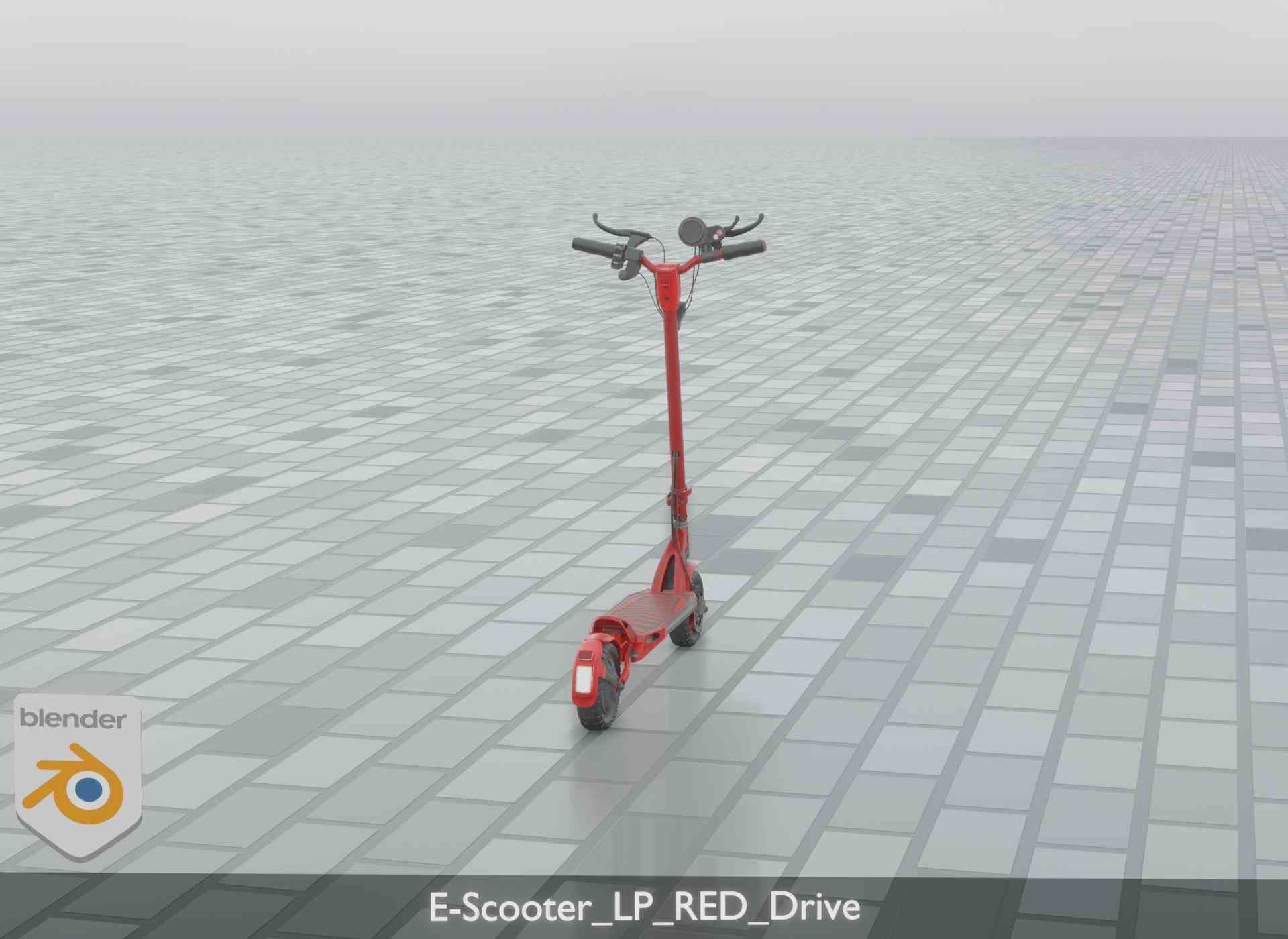 Offroad E-Scooter Red Low-poly 3D model_27