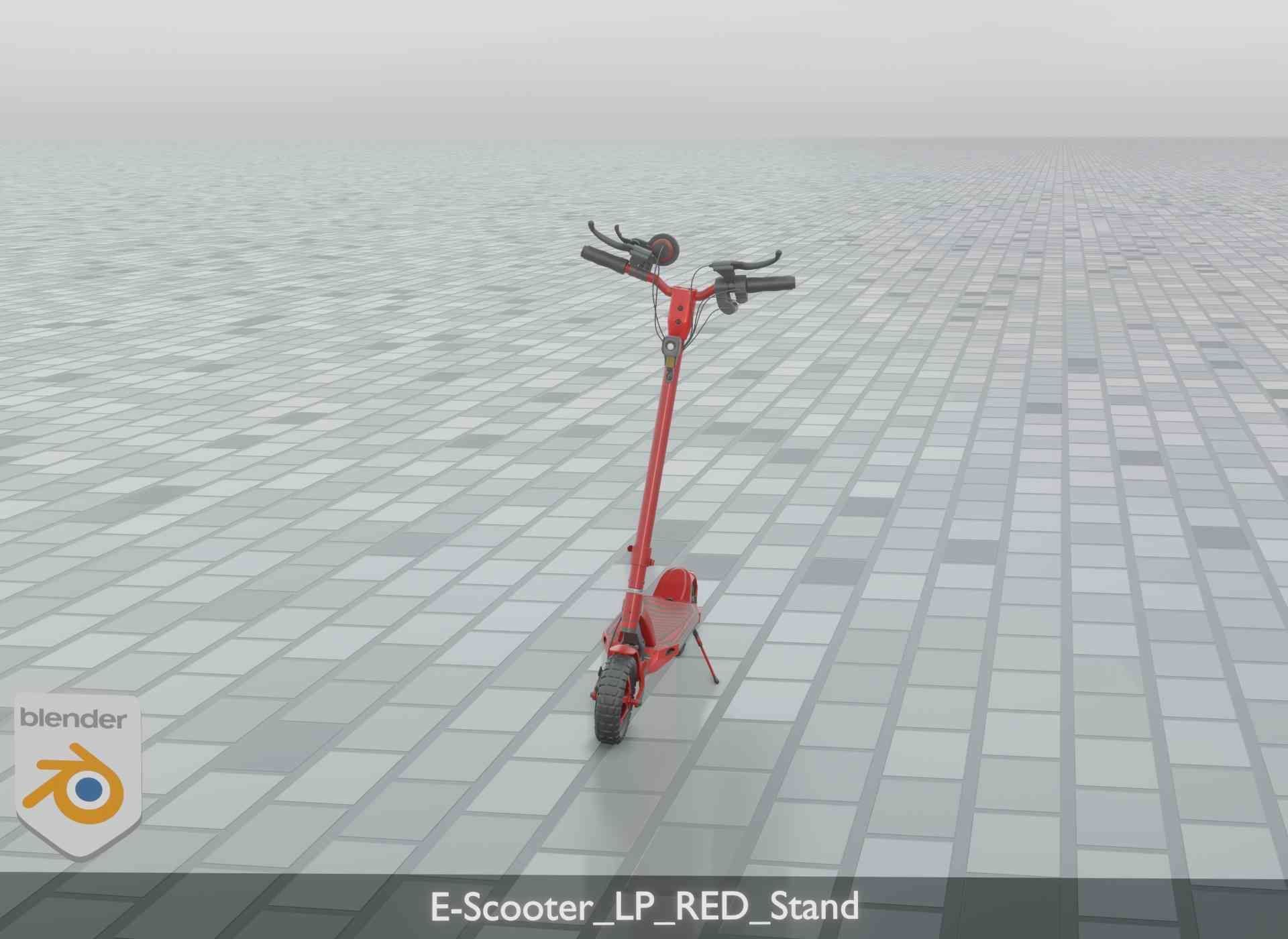 Offroad E-Scooter Red Low-poly 3D model_107