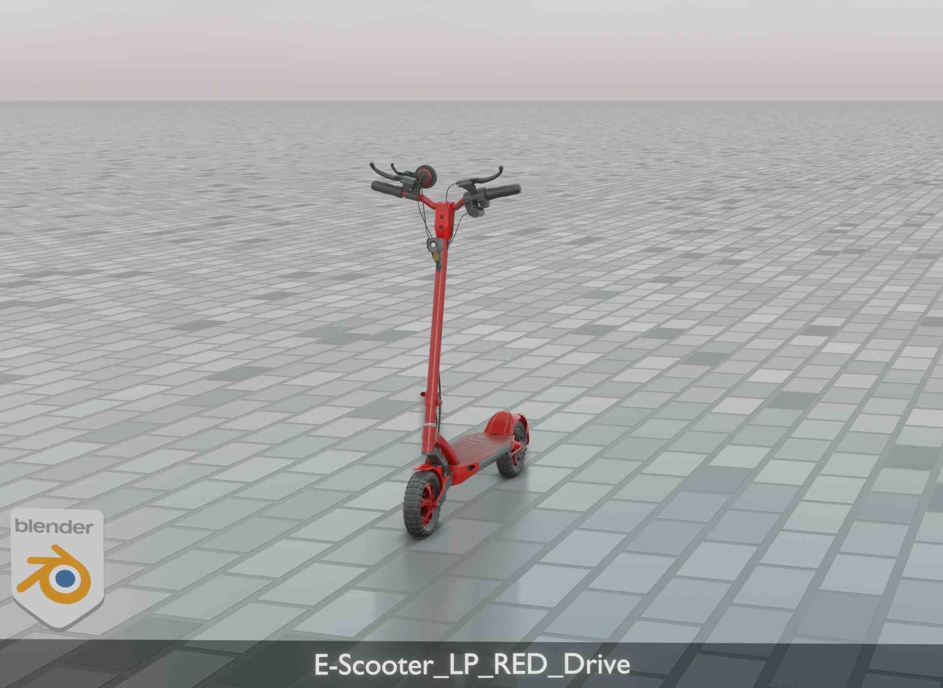 Offroad E-Scooter Red Low-poly 3D model_75