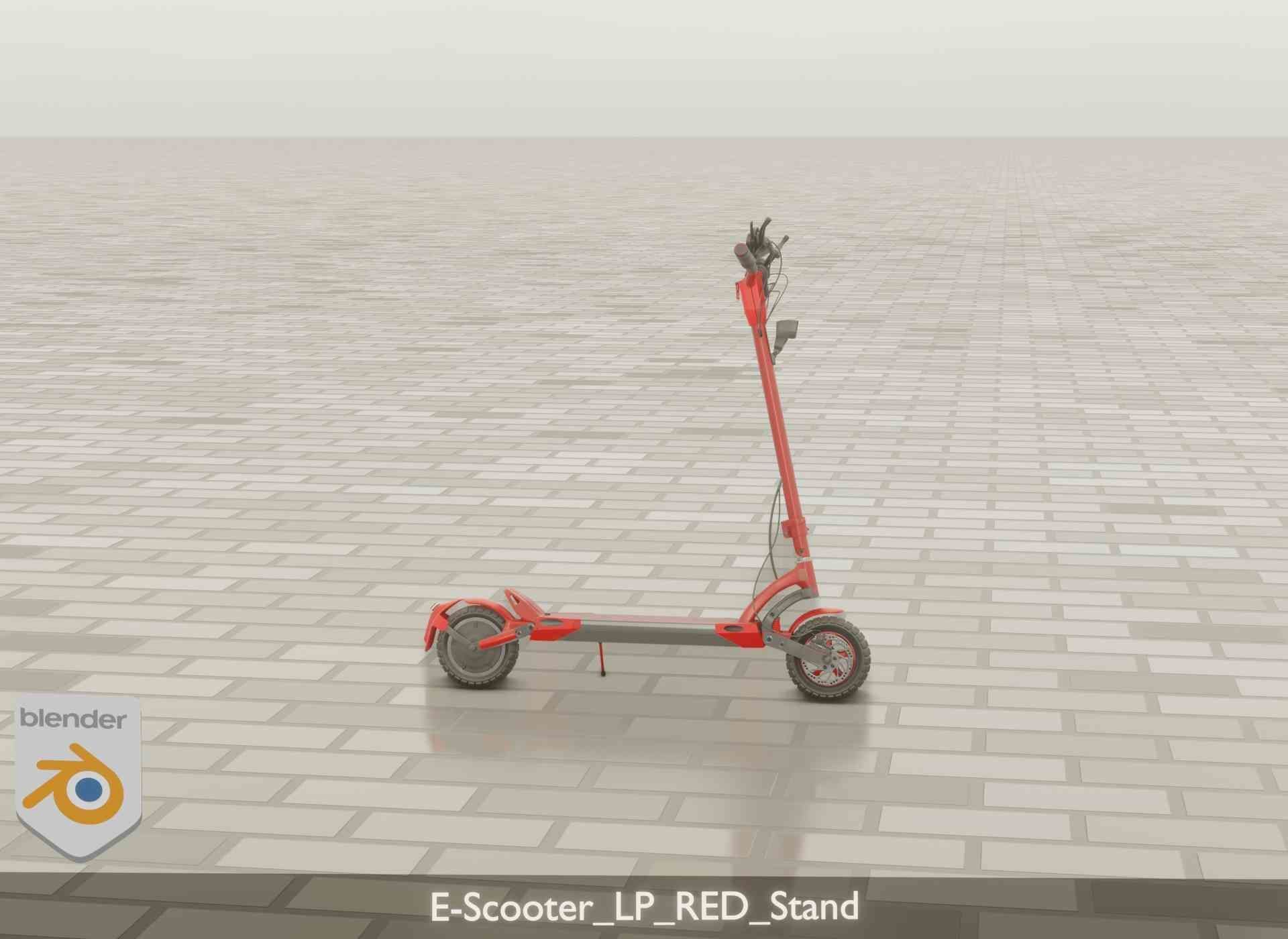 Offroad E-Scooter Red Low-poly 3D model_111