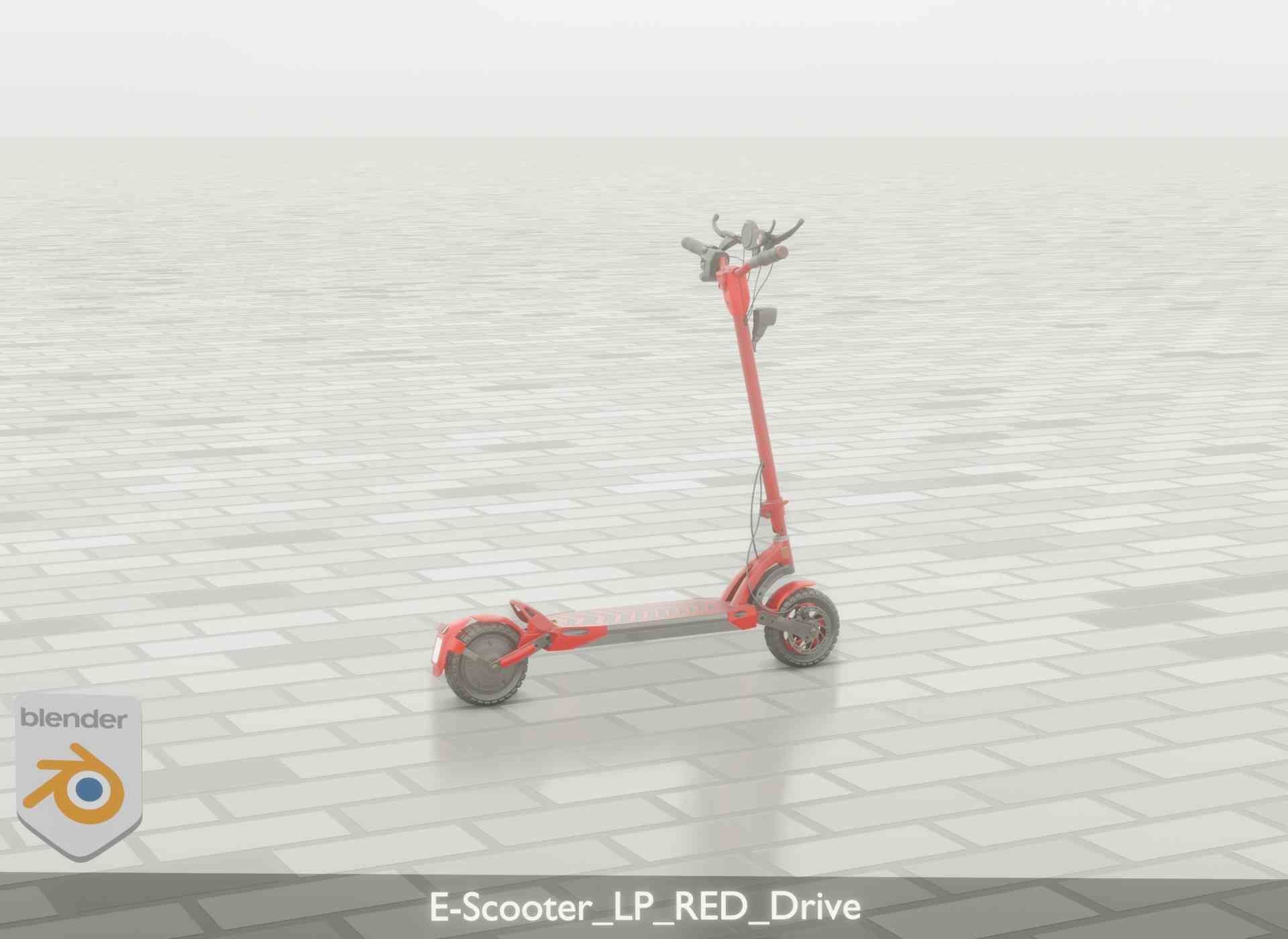 Offroad E-Scooter Red Low-poly 3D model_63