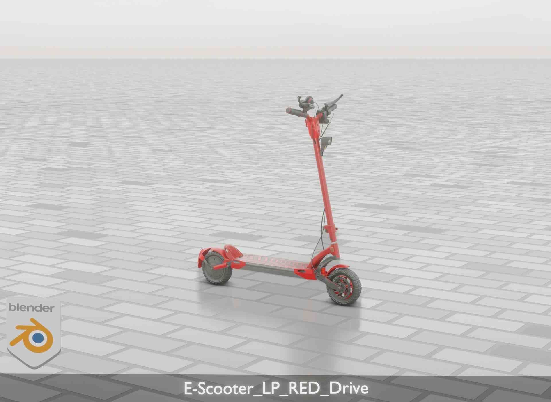 Offroad E-Scooter Red Low-poly 3D model_67