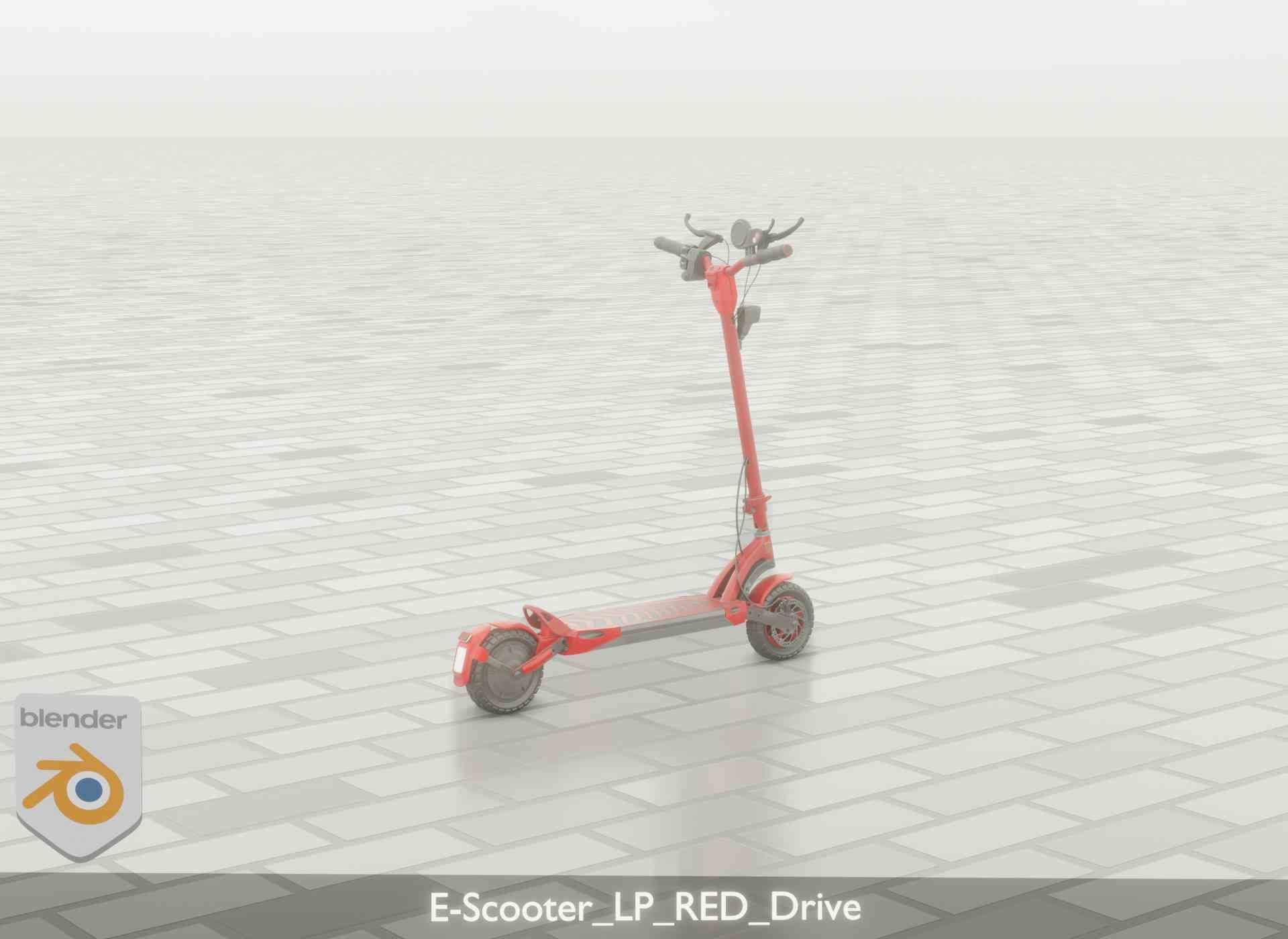 Offroad E-Scooter Red Low-poly 3D model_60