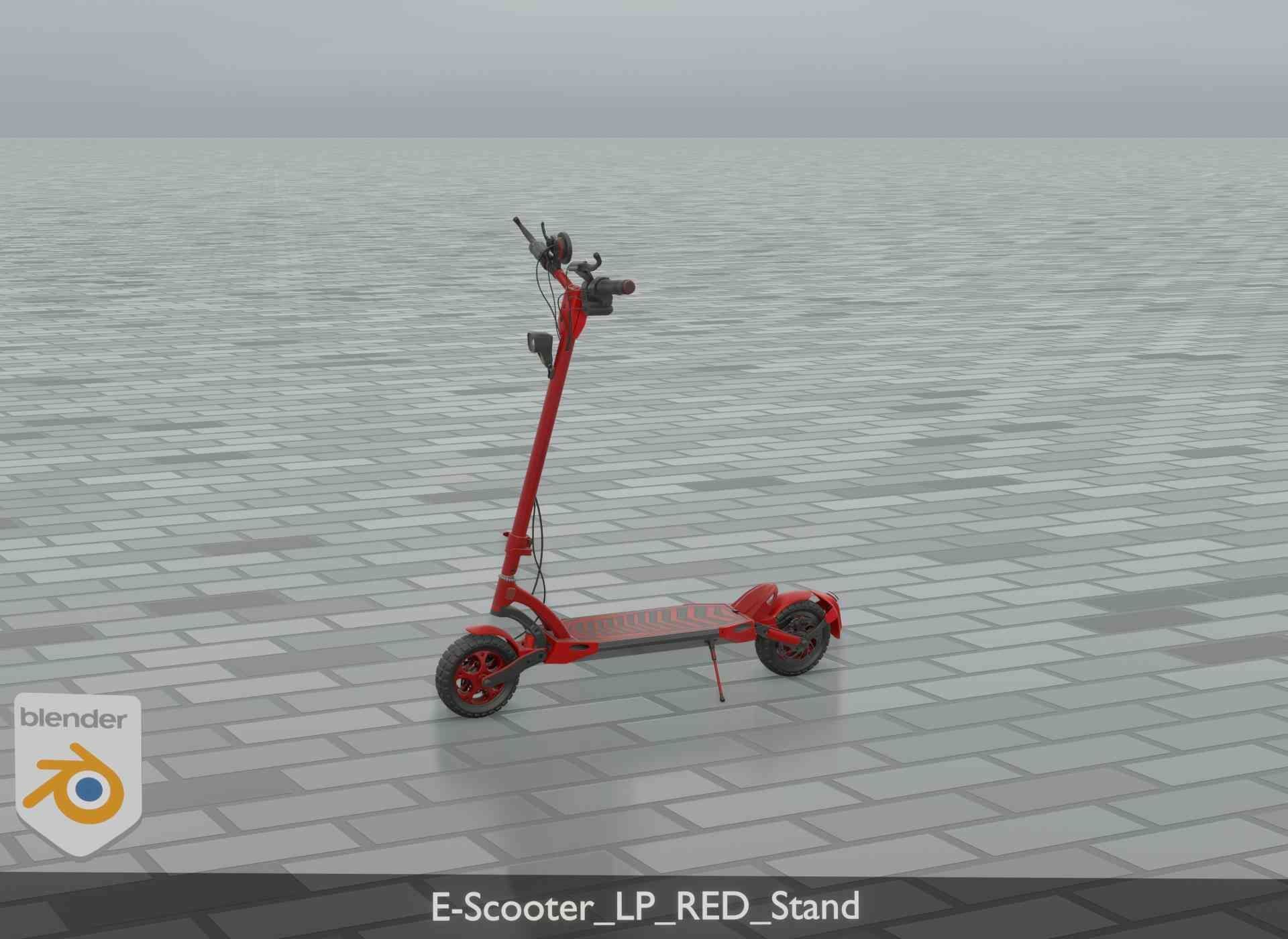 Offroad E-Scooter Red Low-poly 3D model_95