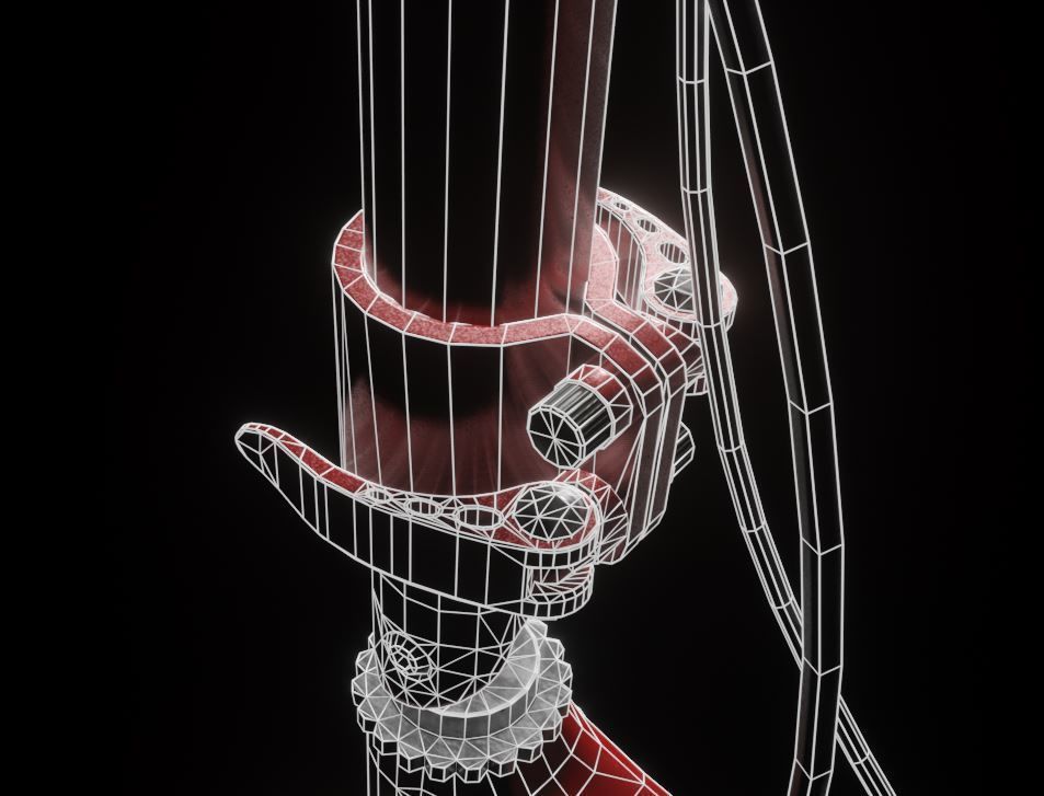 Offroad E-Scooter Red Low-poly 3D model_9