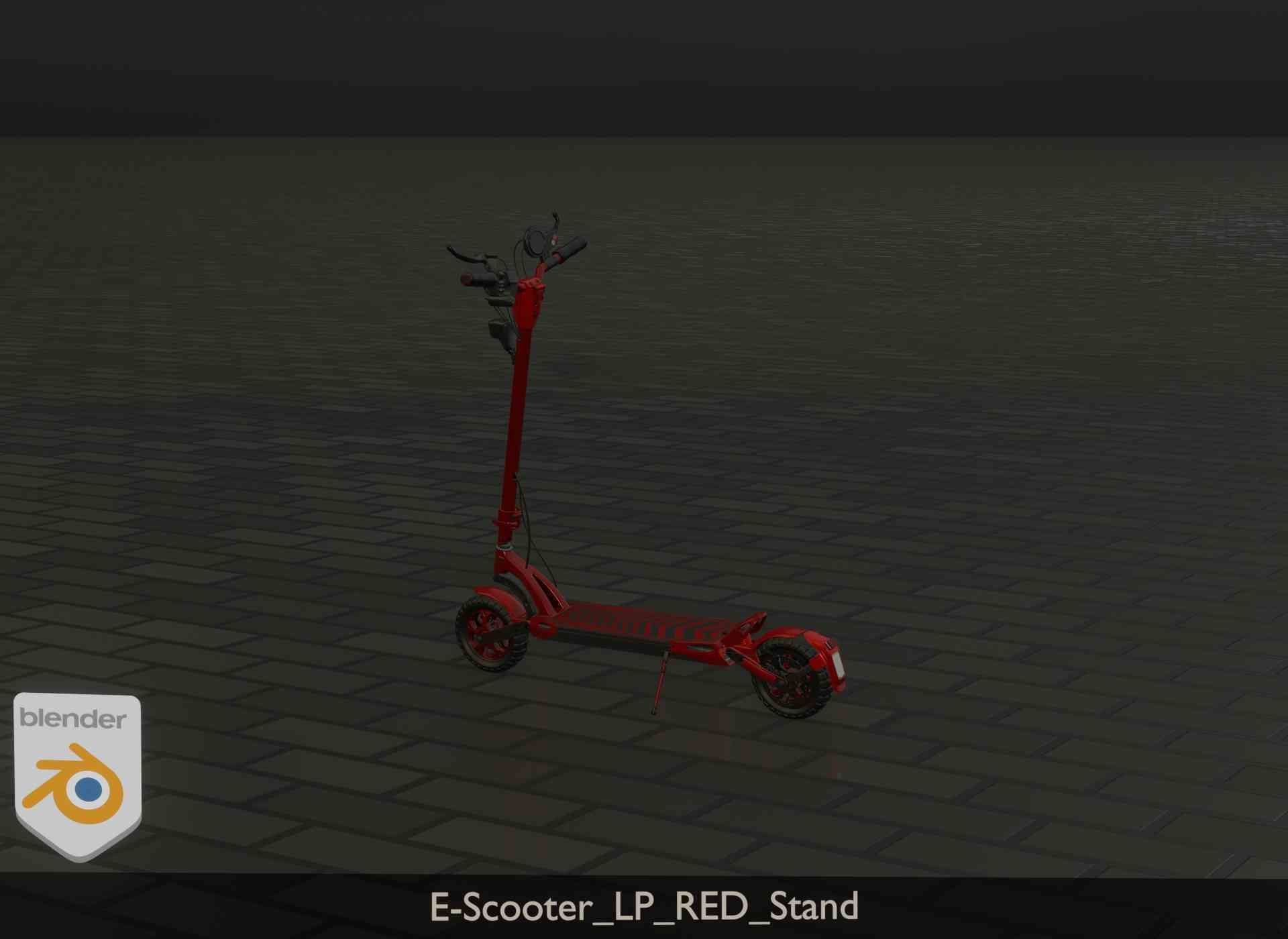 Offroad E-Scooter Red Low-poly 3D model_91