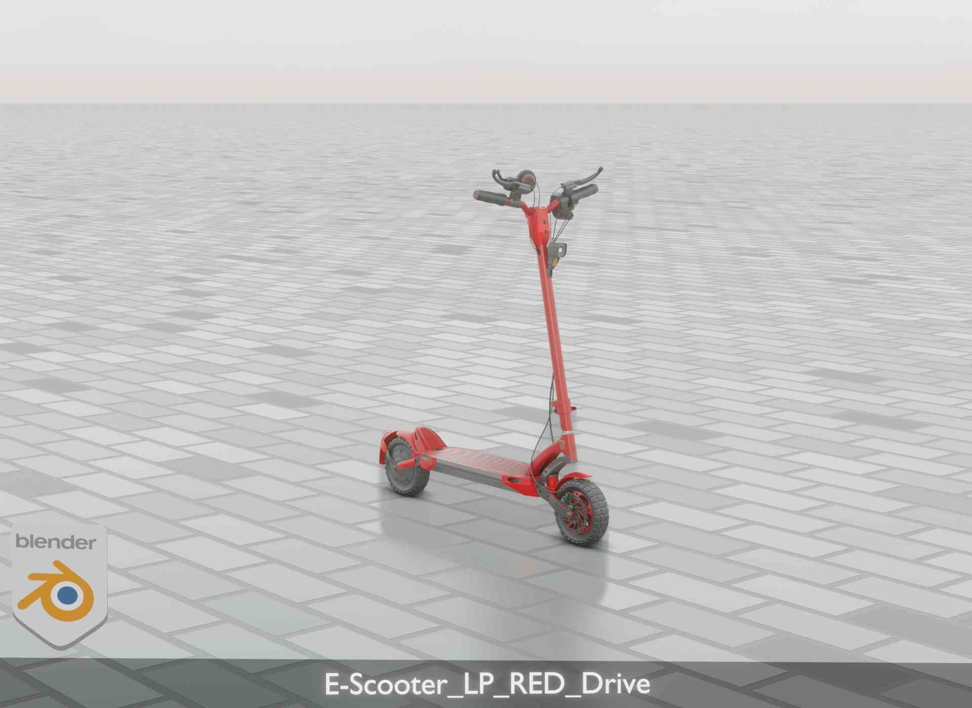 Offroad E-Scooter Red Low-poly 3D model_71
