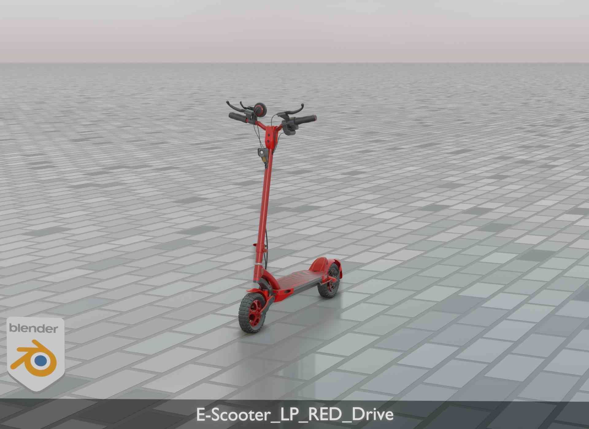 Offroad E-Scooter Red Low-poly 3D model_77