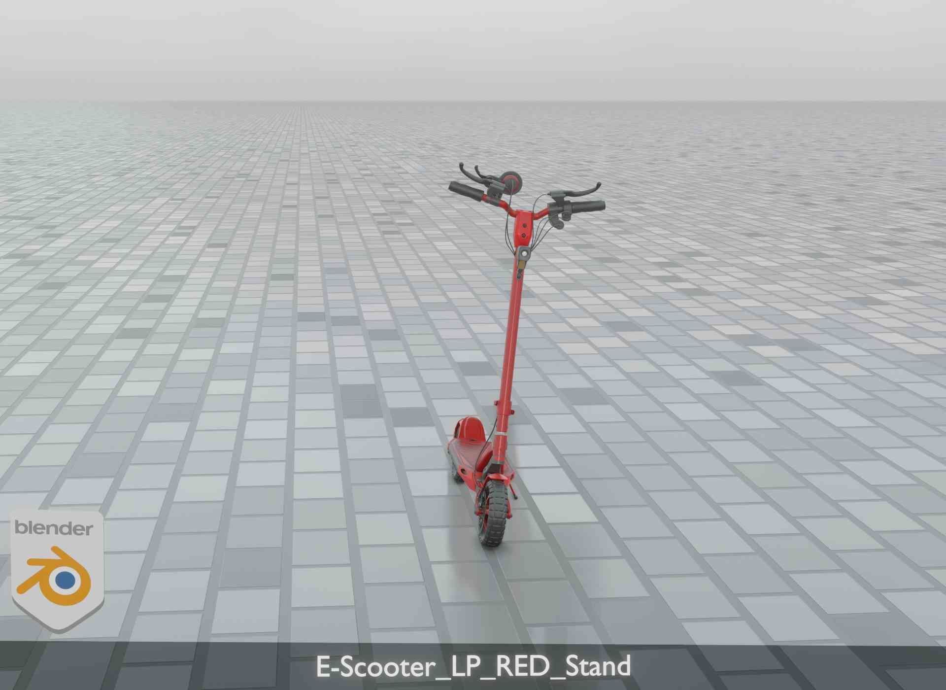 Offroad E-Scooter Red Low-poly 3D model_90