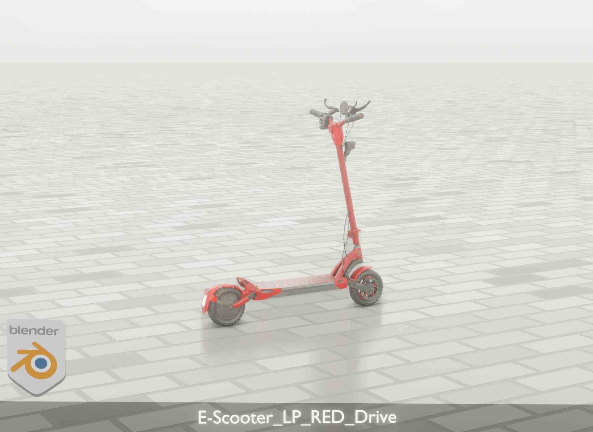 Offroad E-Scooter Red Low-poly 3D model_62