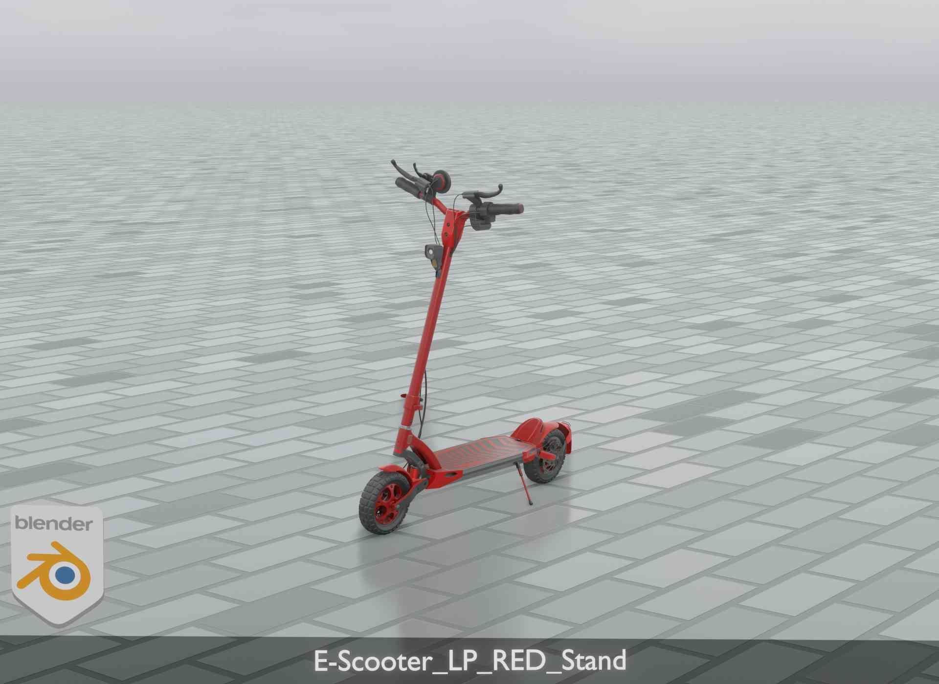 Offroad E-Scooter Red Low-poly 3D model_93