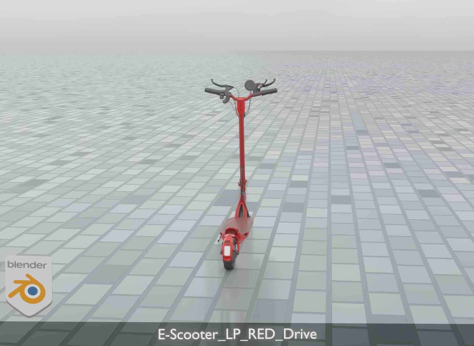 Offroad E-Scooter Red Low-poly 3D model_25