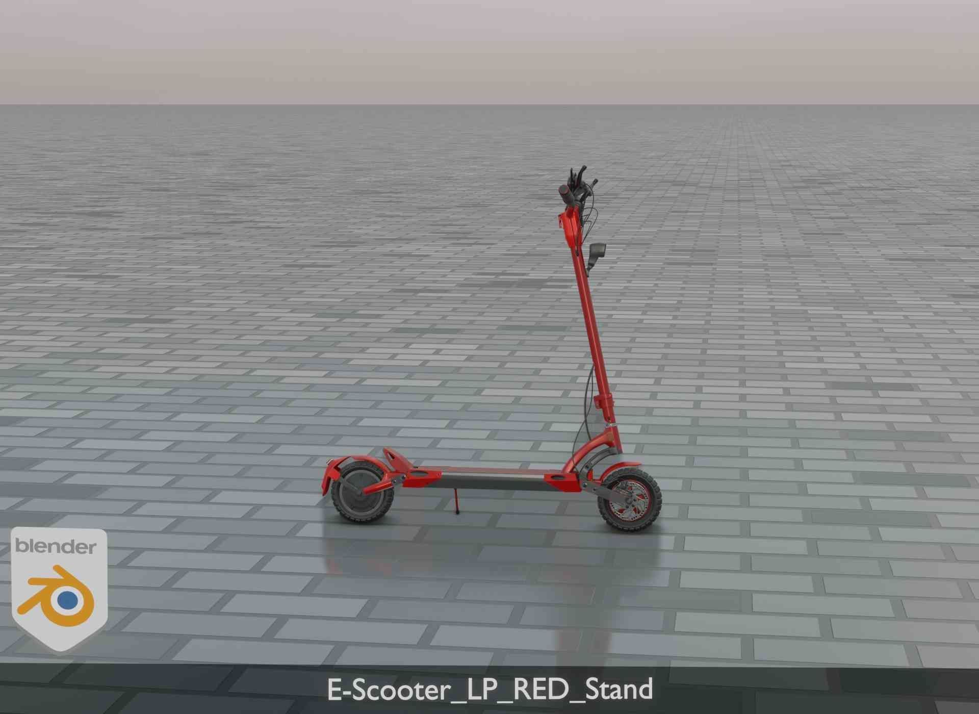 Offroad E-Scooter Red Low-poly 3D model_87