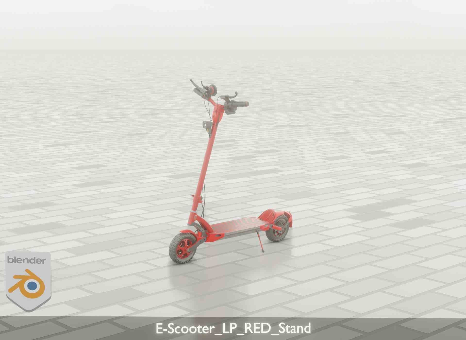 Offroad E-Scooter Red Low-poly 3D model_117