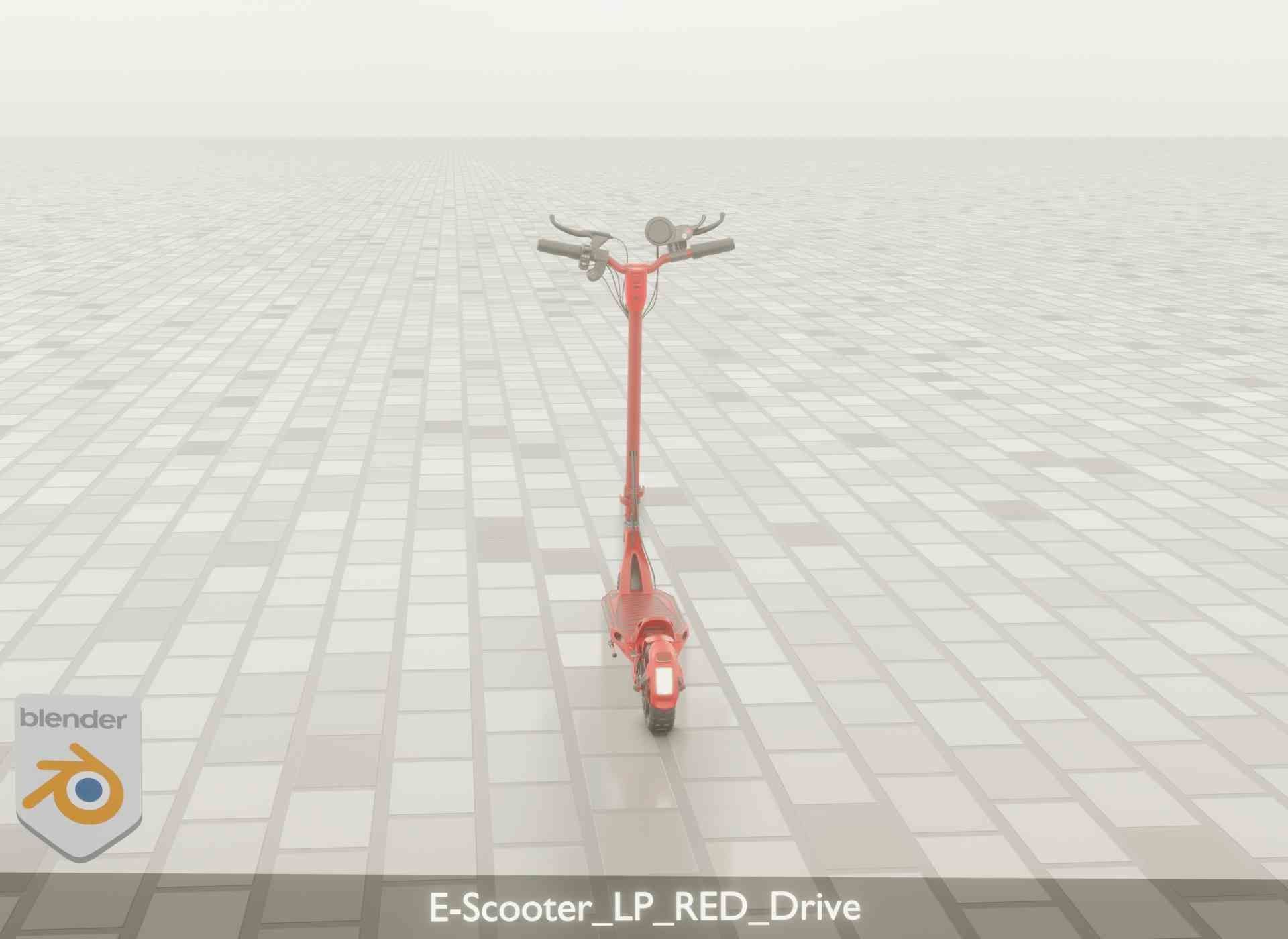 Offroad E-Scooter Red Low-poly 3D model_57