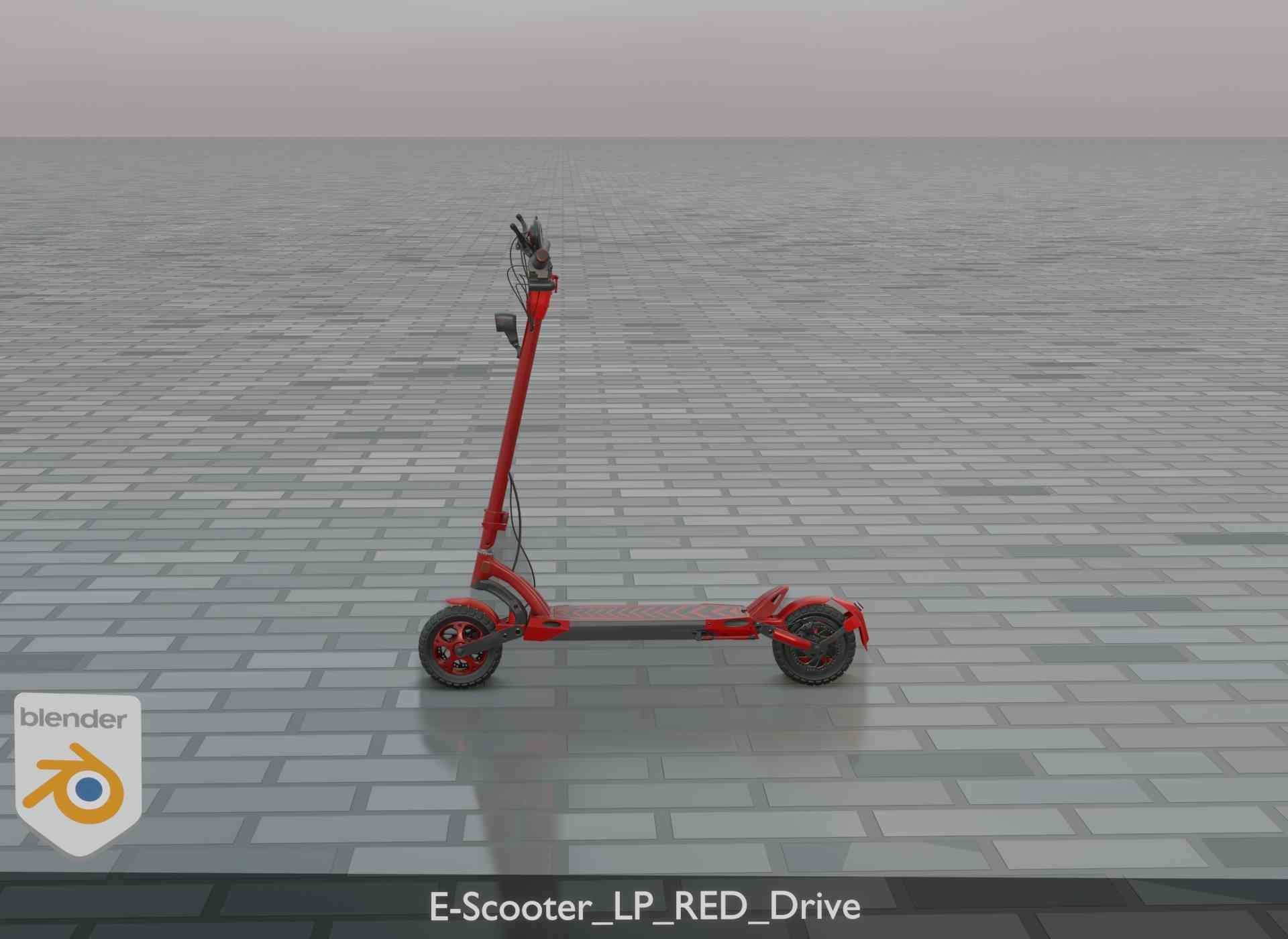 Offroad E-Scooter Red Low-poly 3D model_81
