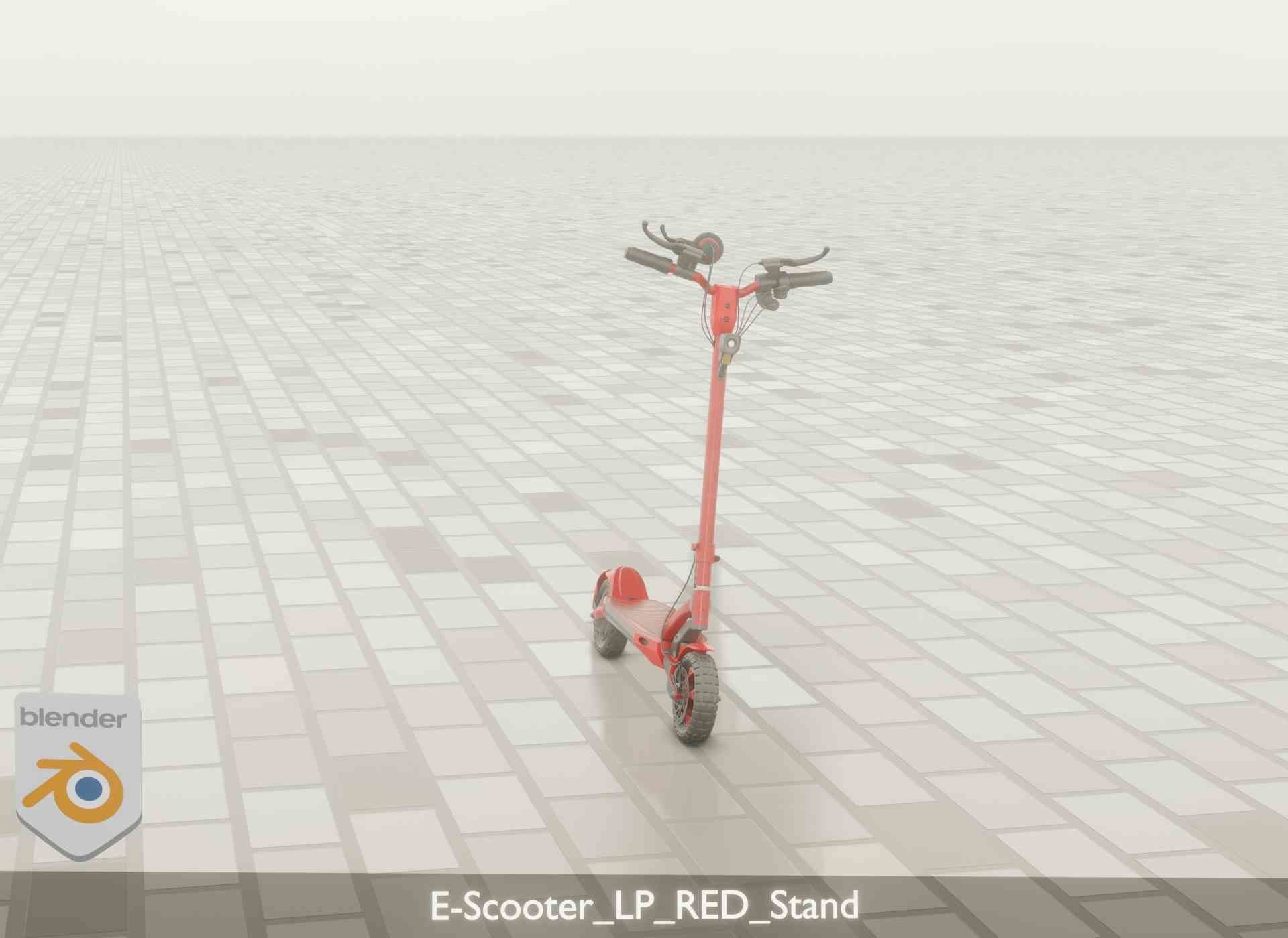 Offroad E-Scooter Red Low-poly 3D model_103